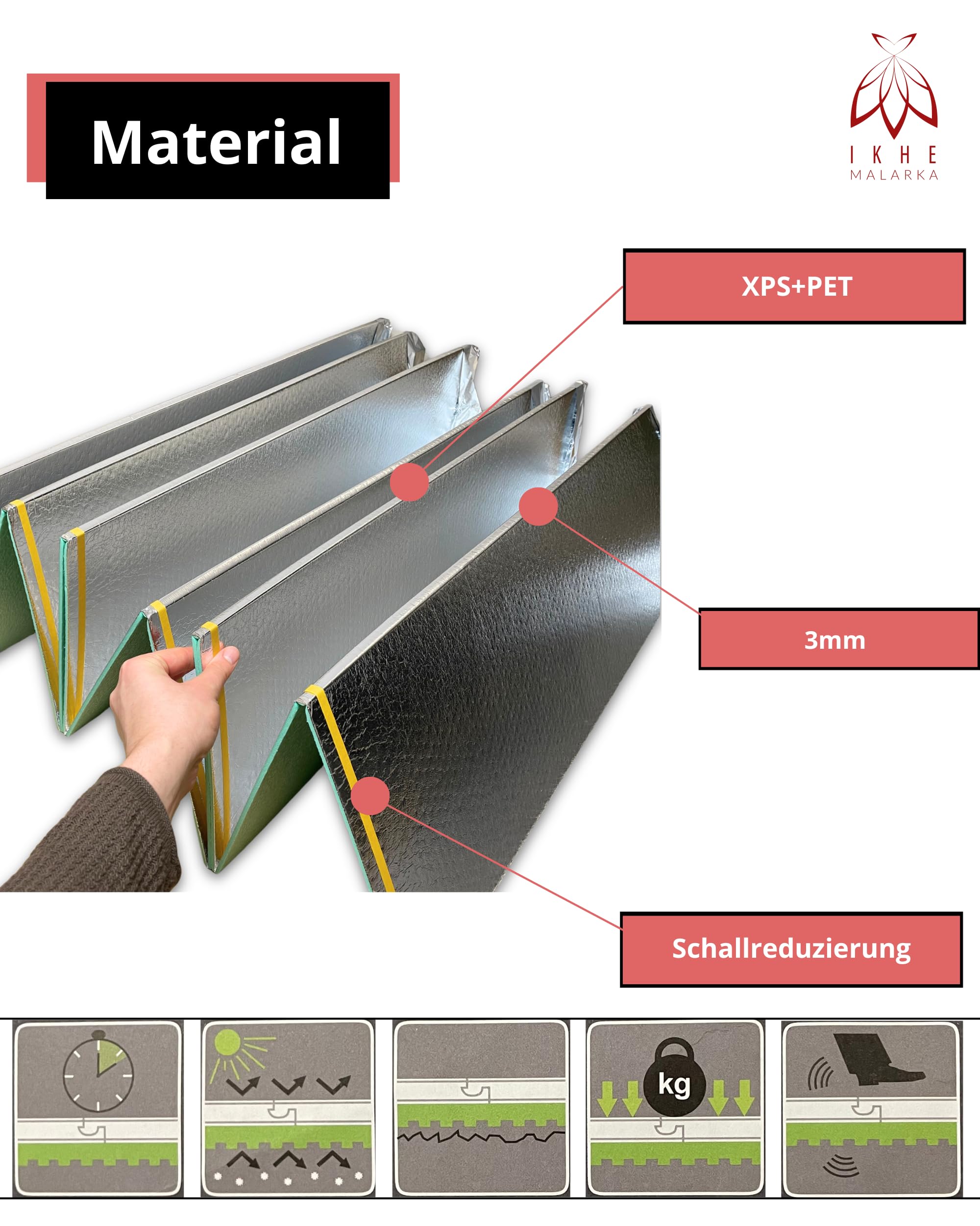 24 m², base in XPS con pellicola PET, isolamento acustico, isolamento termico, isolamento acustico (3 mm - 12 m² x 2)