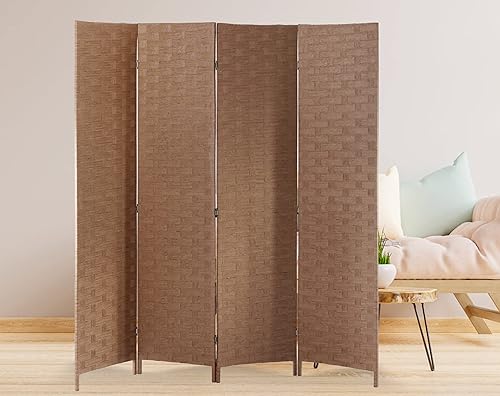 Divisor de habitación, 4 paneles divisores de pared, pantalla de madera de 6 pies de altura, 5.5 pies de ancho, plegable, portátil, parcial,
