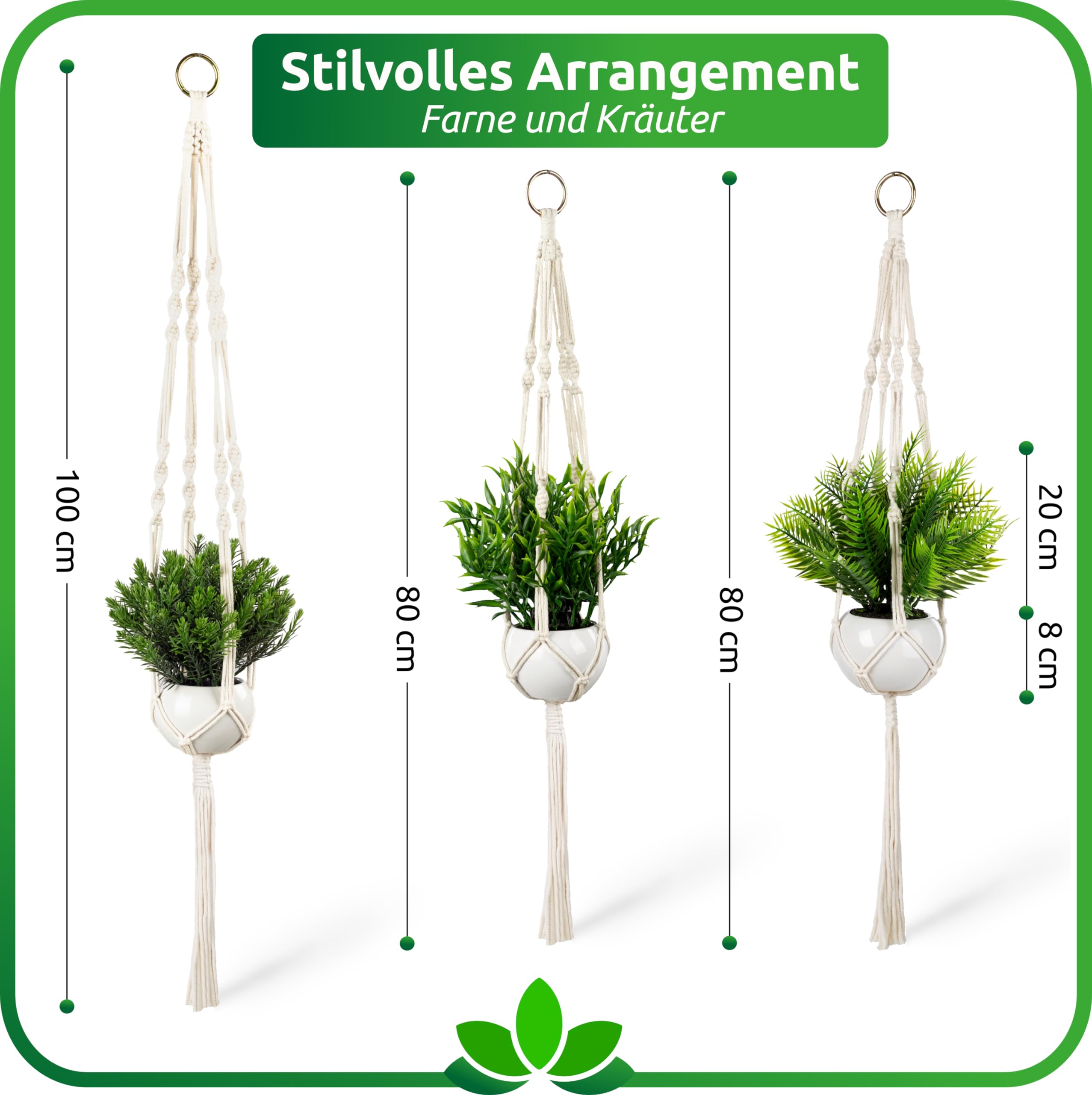 PASCH 3er Set Kunstpflanzen mit Makramee Blumenampel und weien  Keramiktpfen | Knstliche Pflanzen (23 cm) + Blumenampel Makramee  (80-100cm) | Hngepflanze knstlich | Knstliche Hngepflanzen : Amazon.de:  Kche, Haushalt & Wohnen