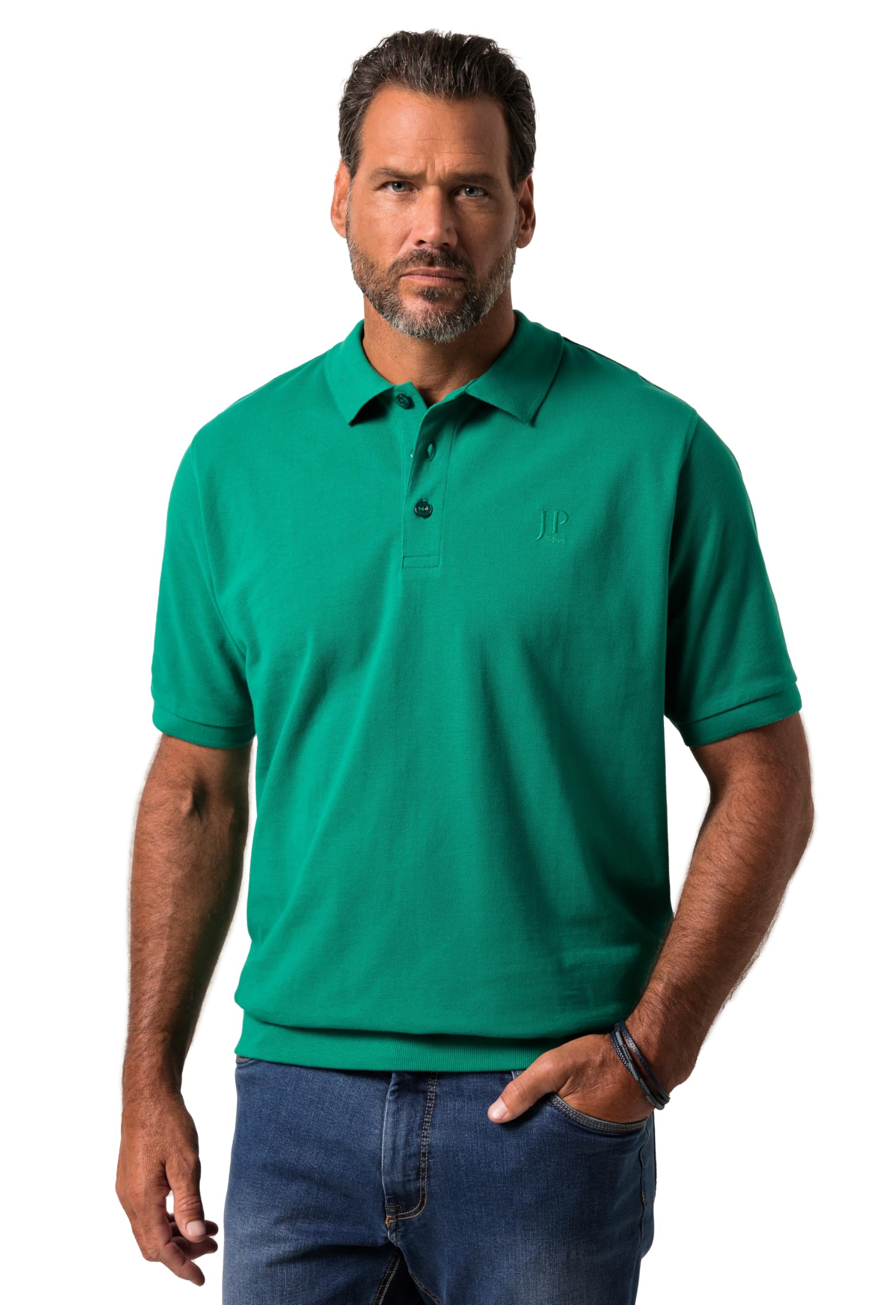 JP 1880 Menswear Big & Tall Plus Size L-8XL Preppy Pique Polo Tee Grass Green 8XL 712617451-8XL