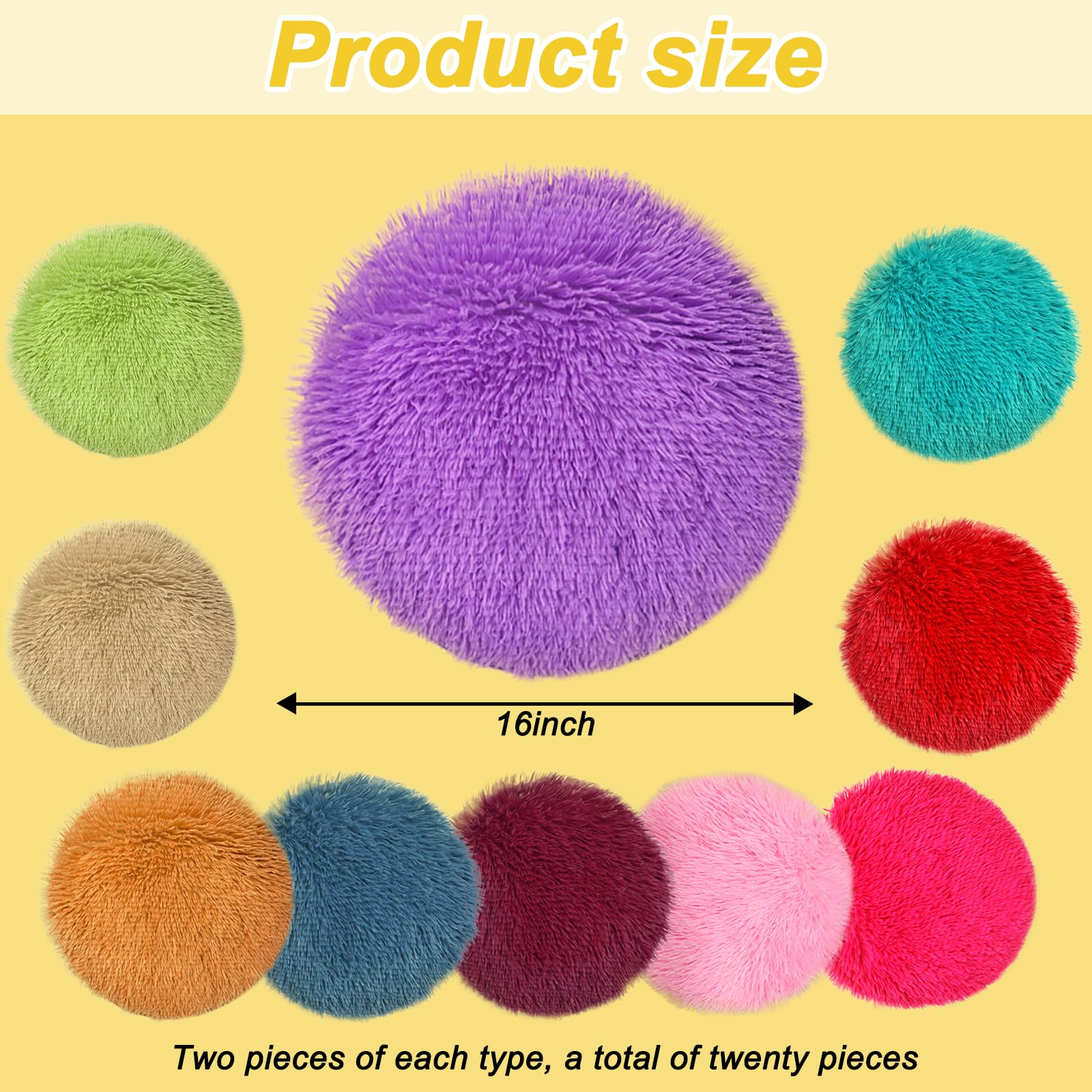 YEXEXINM 20 Pack Kids Crazy Carpet Circle Seats 16 Inch Round Floor Mat Kids Floor Cushions Soft Colorful Educational Classroom Rug for School Home Group Activity Learning Marker Playing Areas