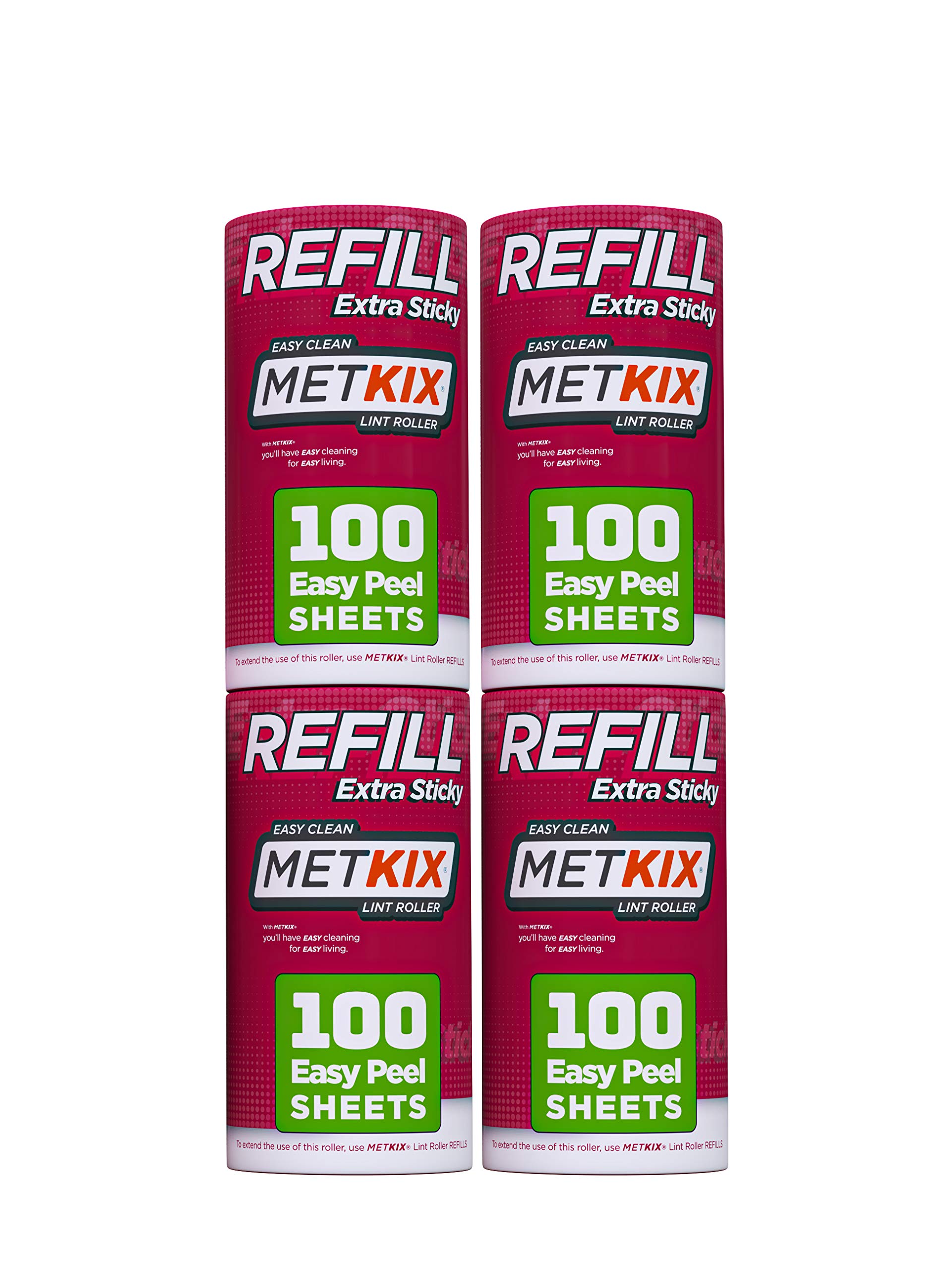 Metkix Refill for Metkix Lint Rollers 4 Pack (Total 400 Sheets)