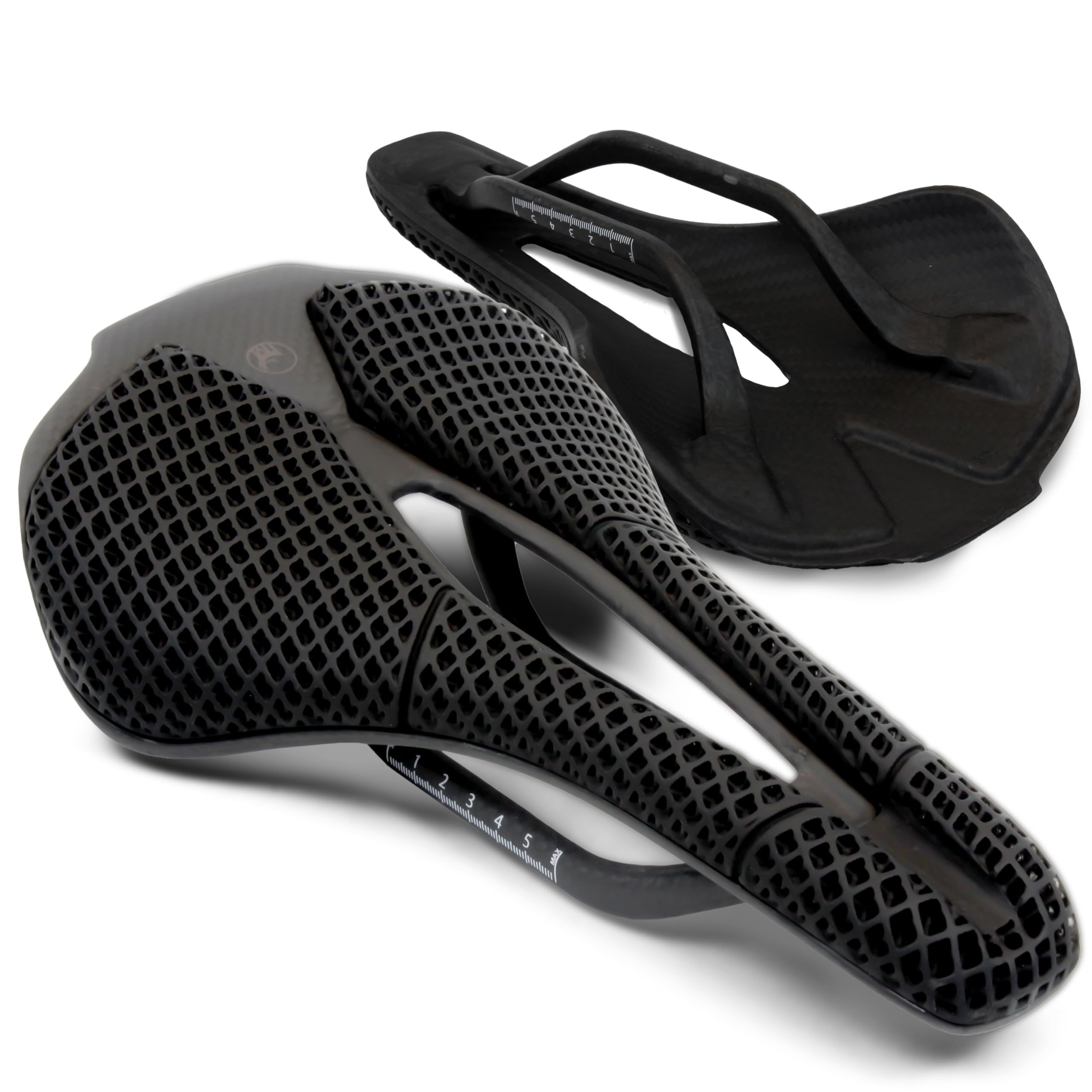 IMPALAPRO Sillín de Carbono Impreso en 3D Ultraligero 250x140mm — Sillín 3D T800 Firmeza Alta - Sillín Bicicleta Carbono con Hueco Ergonómico Transpirable — Raíles Ovalados 7x9mm