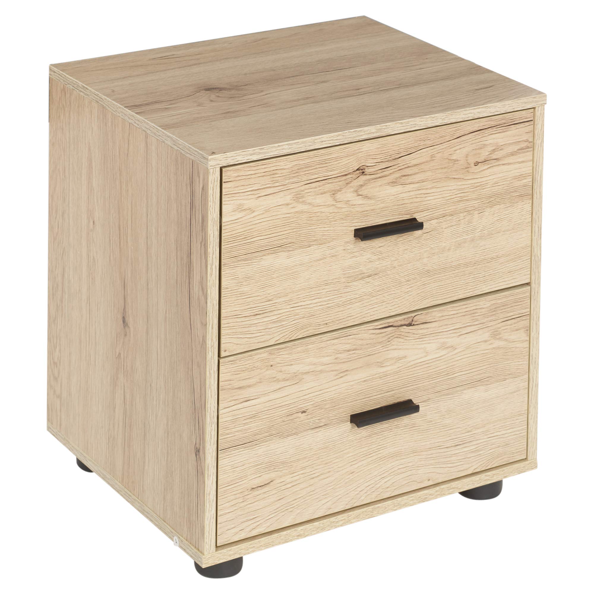 URBNLIVING 2 Oak Drawer Bedside Cabinet