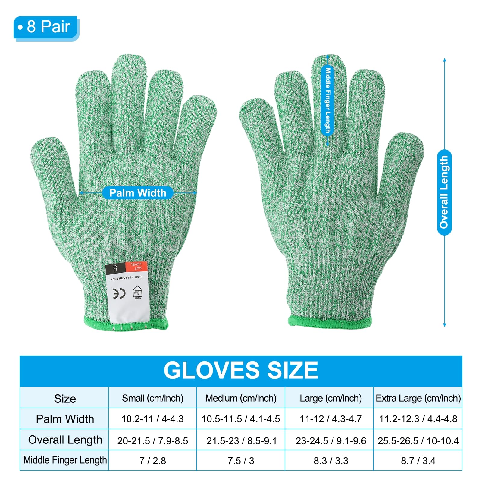MOLLIFII Cut Resistant Glove, White, Reversible, L, Mfr: 910C-09-A