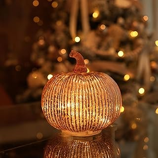Rosegold Thanksgiving Decorative Artificial Pumpkins-Mercury Glass Light...