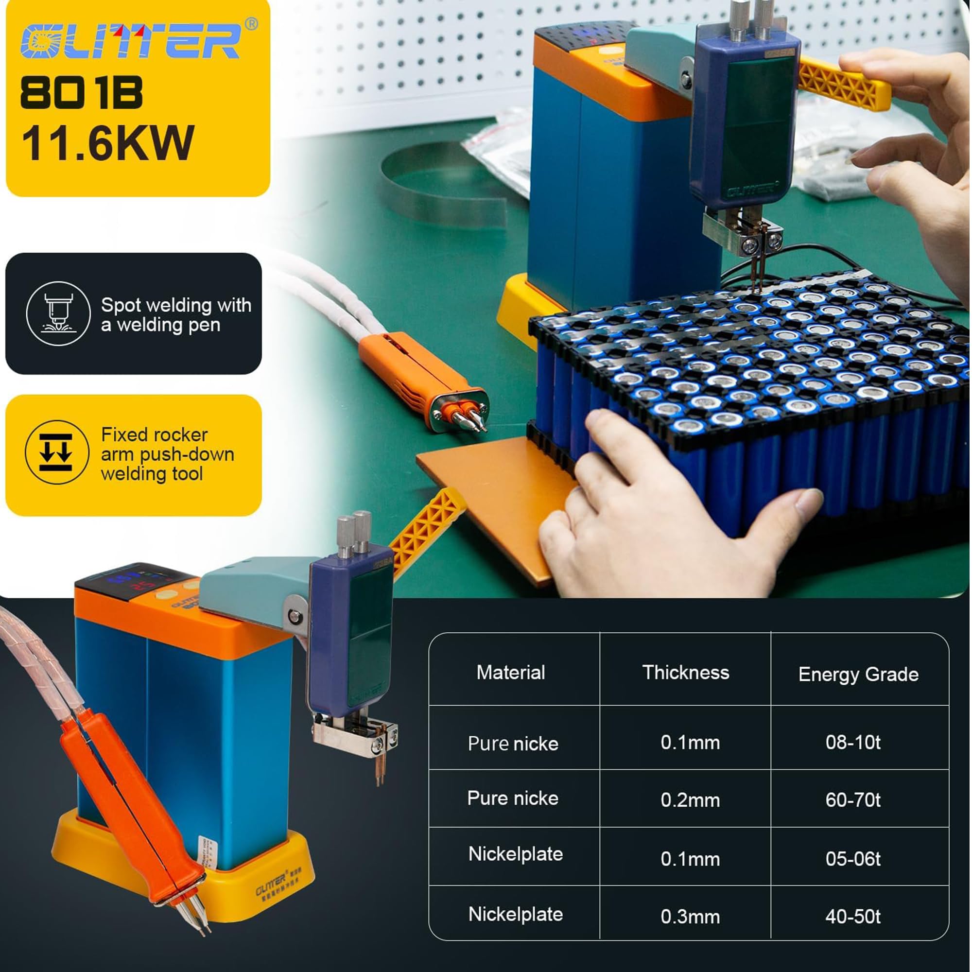 Amazon | GLITTER 801B バッテリースポット溶接機 11.6 KW コンデンサ 