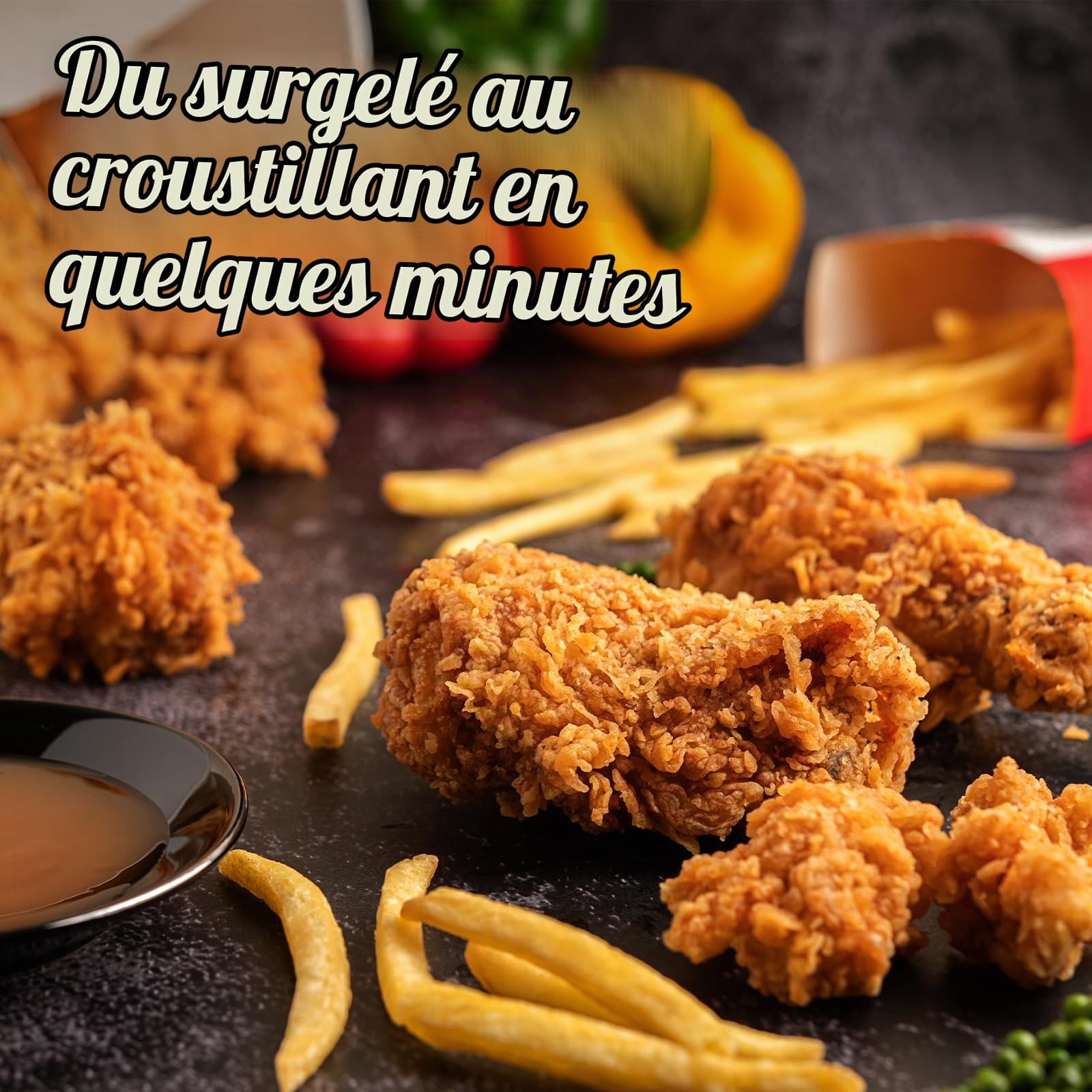 Friteuse à air 2,2 Pintes, Petite Mini Friteuse à air 4 en 1, Cuisson, Rôtissage, Réchauffage, 95% Moins d'Huile, Compacte et silencieuse, Antiadhésive et Lave-vaisselle