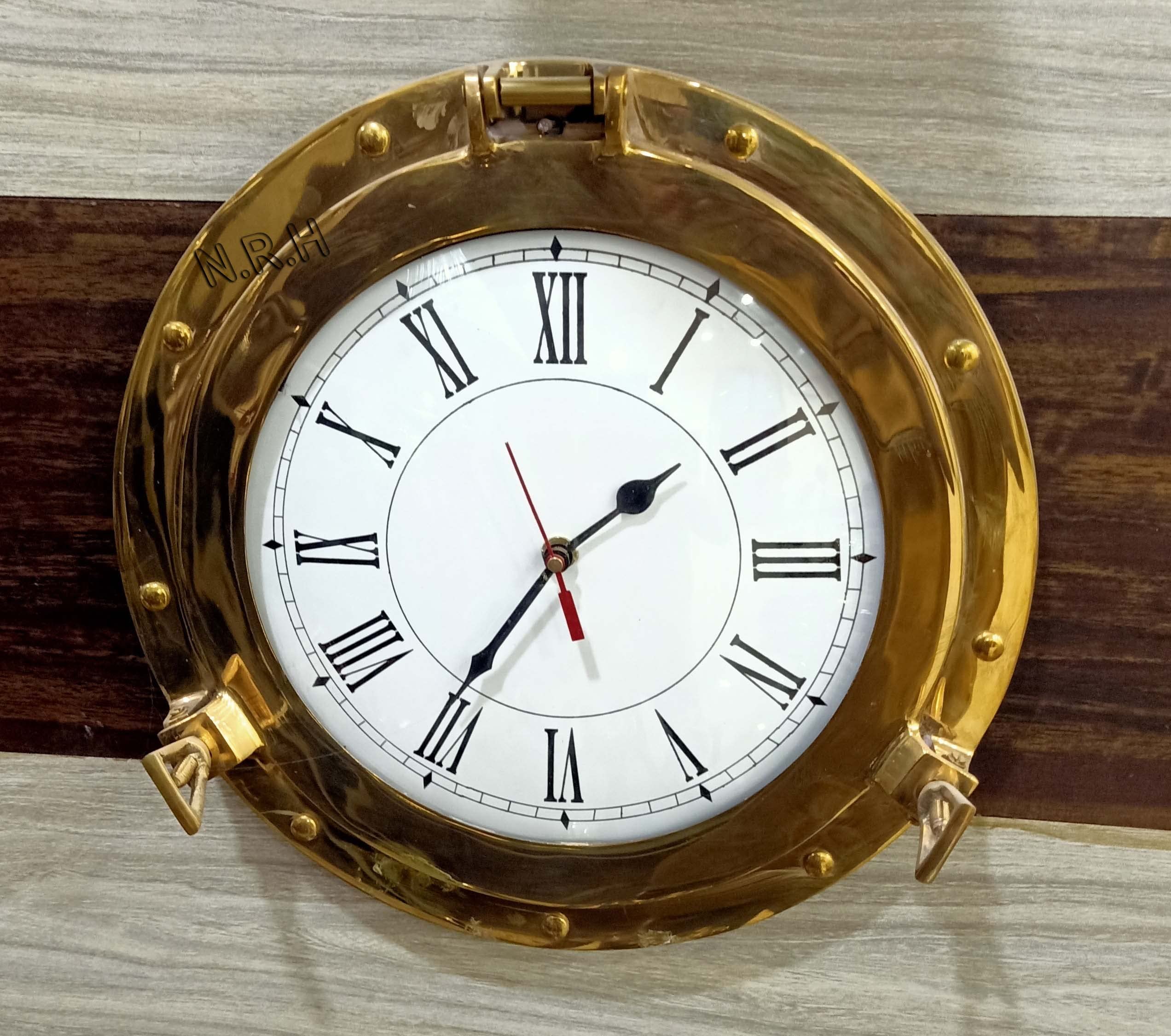 Nautical Replica Hub Reloj de Pared de latón Marino Decorativo, decoración, Reloj de Regalo para Sala de Estar, Moderno, Dormitorio, Oficina (12 Pulgadas, latón)