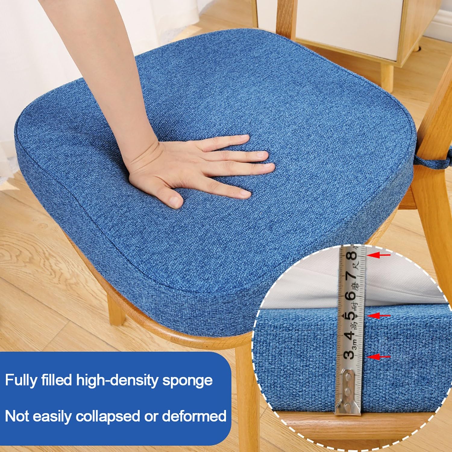 Set di 2/4 cuscini antiscivolo per sedie da pranzo a forma di U con laccetti, comodi cuscini per cucina, ufficio e soggiorno (43 x 40 x 3 cm, 4 pezzi)