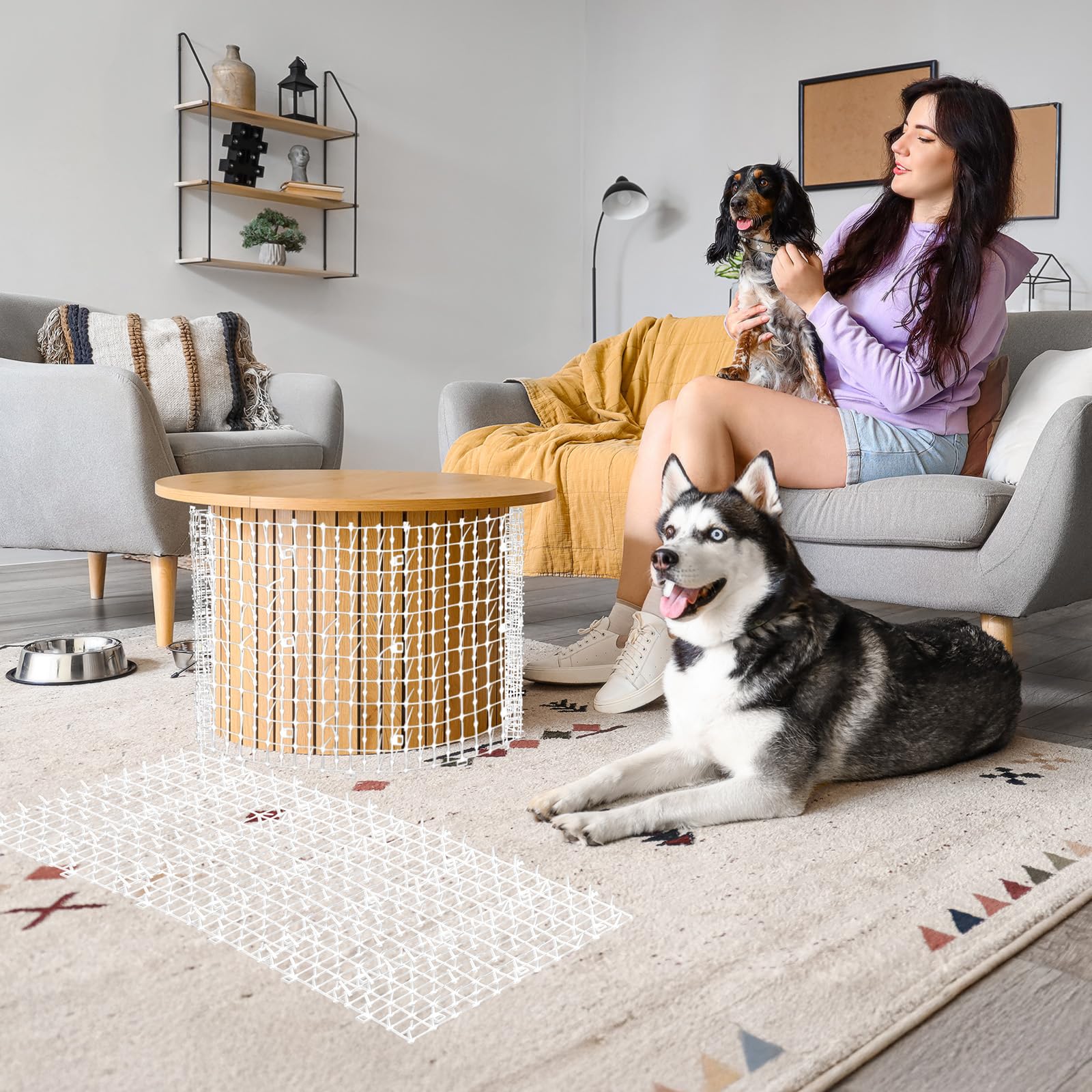 Tapis Répulsif Pour Animaux 2 M - Avec Pics Doux Et Piquets - Protège Jardin, Canapé, Voiture Des Chats Et Chiens
