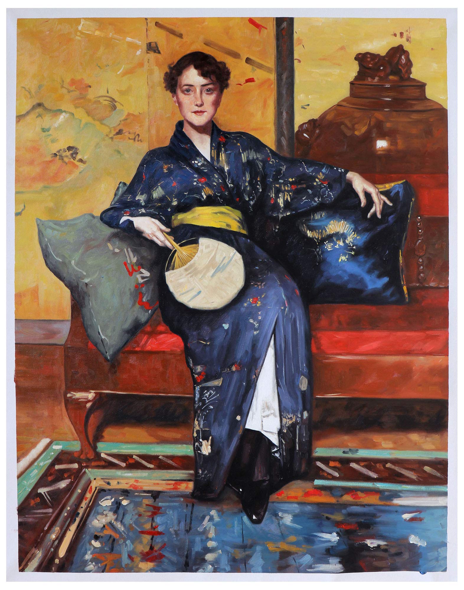 Amazon.co.jp: 青の着物( Girl inブルー着物) A快適なコーナー、at her