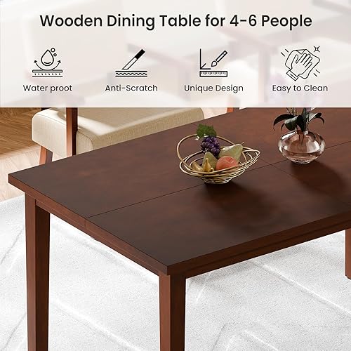 Miniatura 6 de Mesa de comedor de 60 pulgadas para 4 y 6, mesa de cocina de diseño único, mesas de comedor rectangulares con patas de madera maciza para cocina,