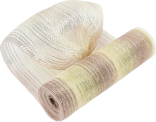MEEDEE Cinta de malla decorativa metálica de oro, plata y oro rosa Ombré de 10 pulgadas para manualidades navideñas, cinta de malla decorativa para