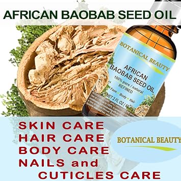 Botanical Beauty BAOBAB SEED OIL 100% Pure Natural Refined Cold-Pressed Carrier Oil 0.5 Fl oz 15 ml For Face Skin Body Hair Lip Nails Rich in Vitamin C