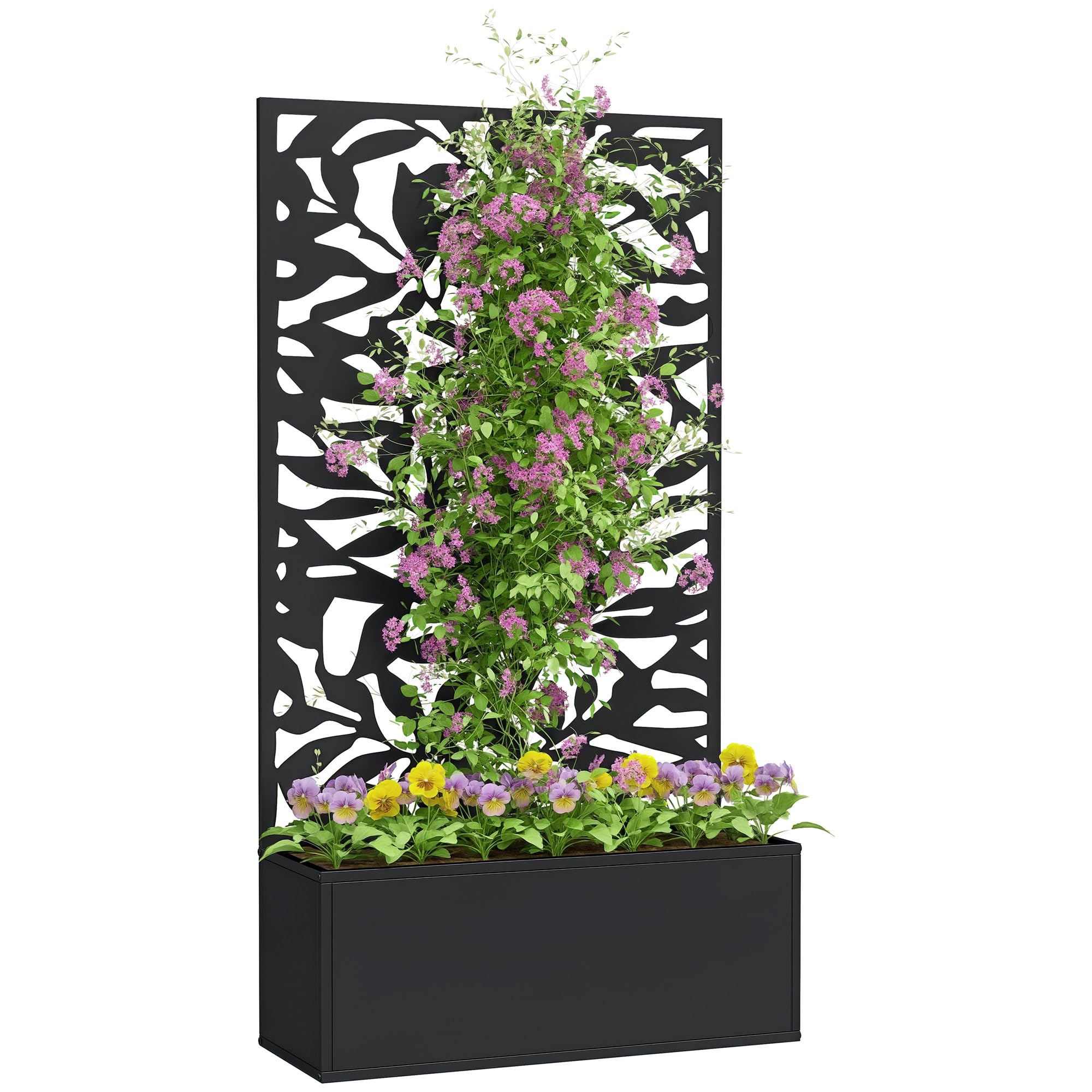 Outsunny Metal Garden Bed With TrellisRaised Planter With Privacy Panel from B&Q
