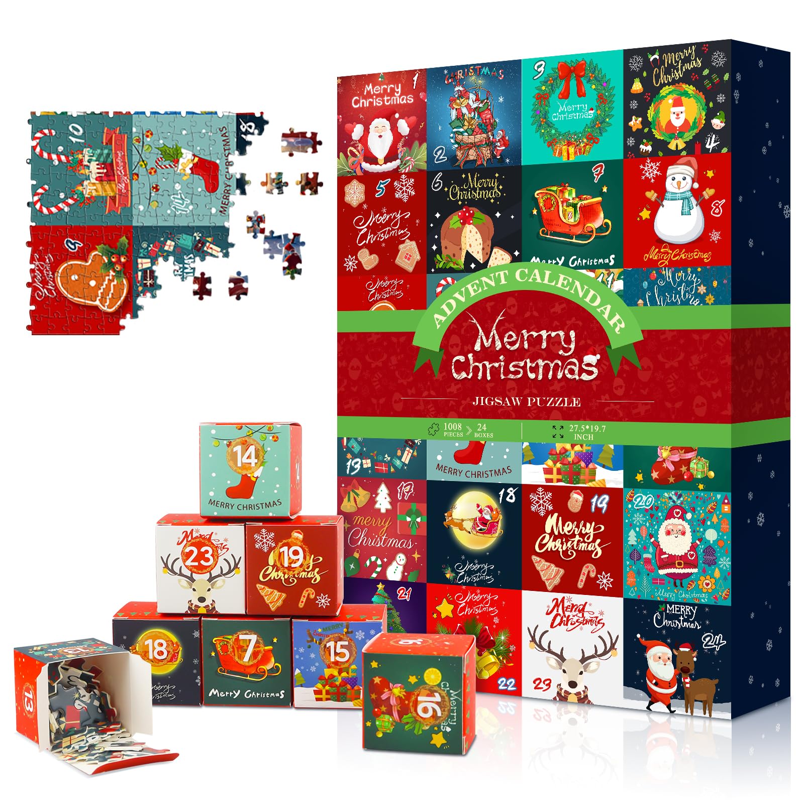 Puzzle Advent Calendar 2025 For Adult 1000 Pieces?Christmas Puzzle Calendar, Birthday Party Toy For Men Women Elders Seniors, 19.7 * 27.5inch