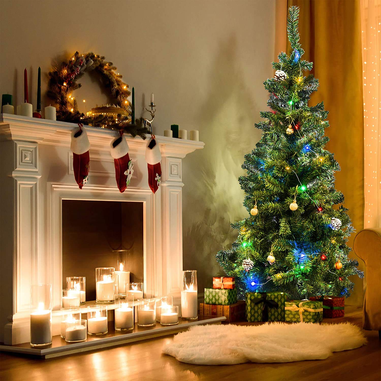 SA Products Classic Green Christmas Tree - 6ft Artificial Christmas Tree with Realistic Foliage, 550 Tips - Durable Metal Stand, Stable Base, Easy to Set Up - Can Support Baubles, Decor, Ornaments