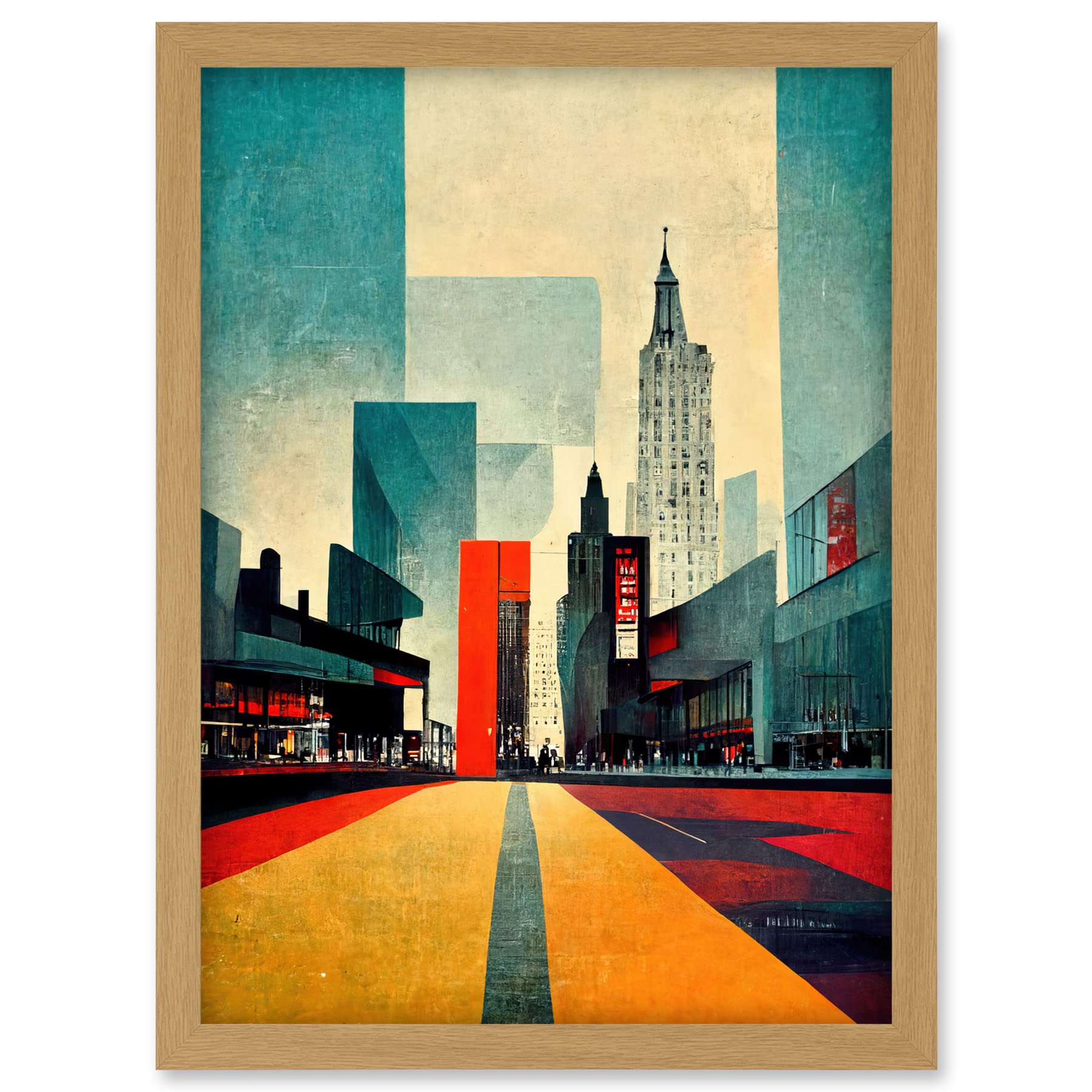 Doppelganger33 LTD Broadway New York City Street Modern Cityscape Artwork Framed A3 Wall Art Print