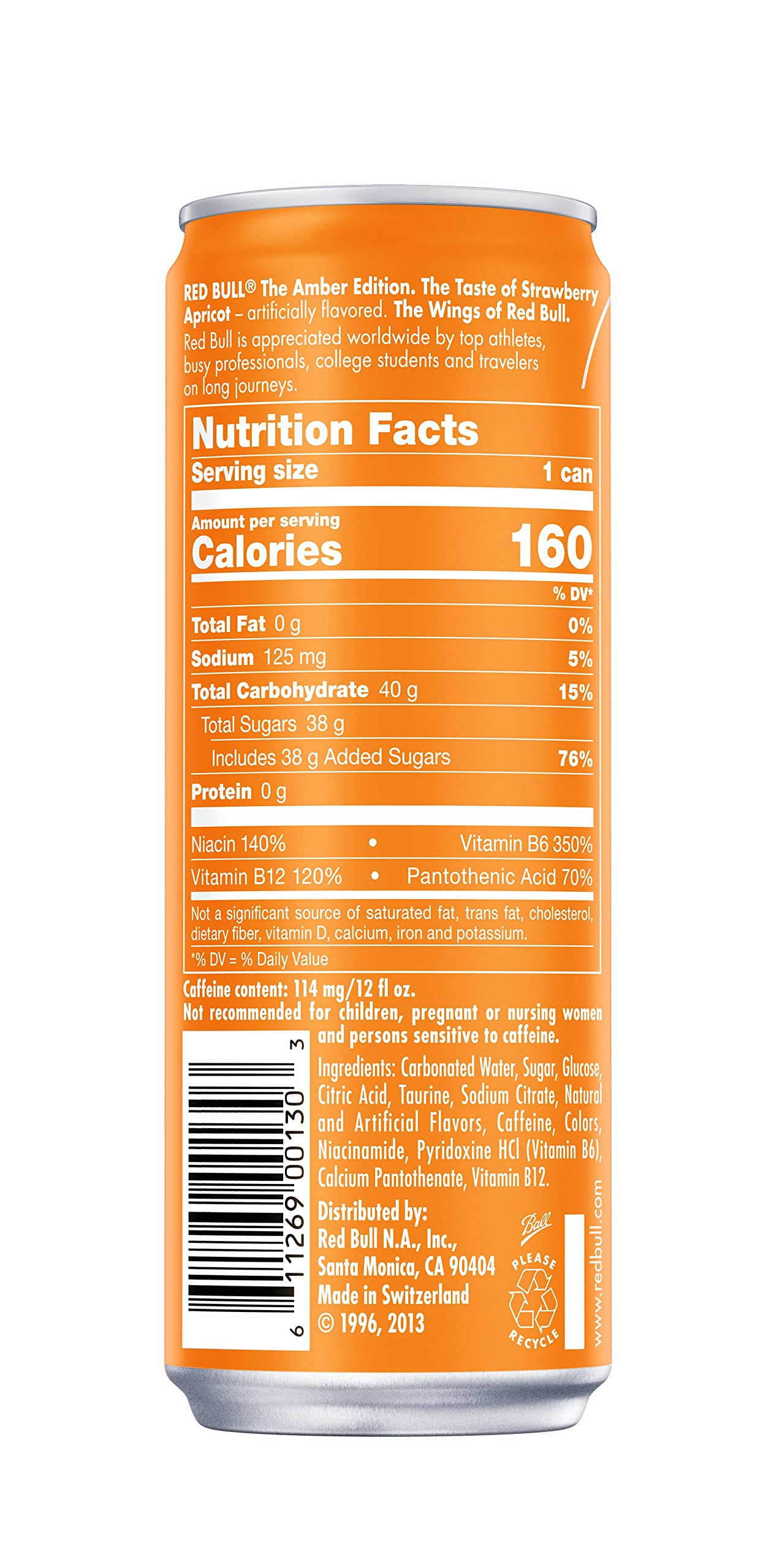 Red Bull Energy Drink, Amber Edition Strawberry Apricot, 12 fl oz