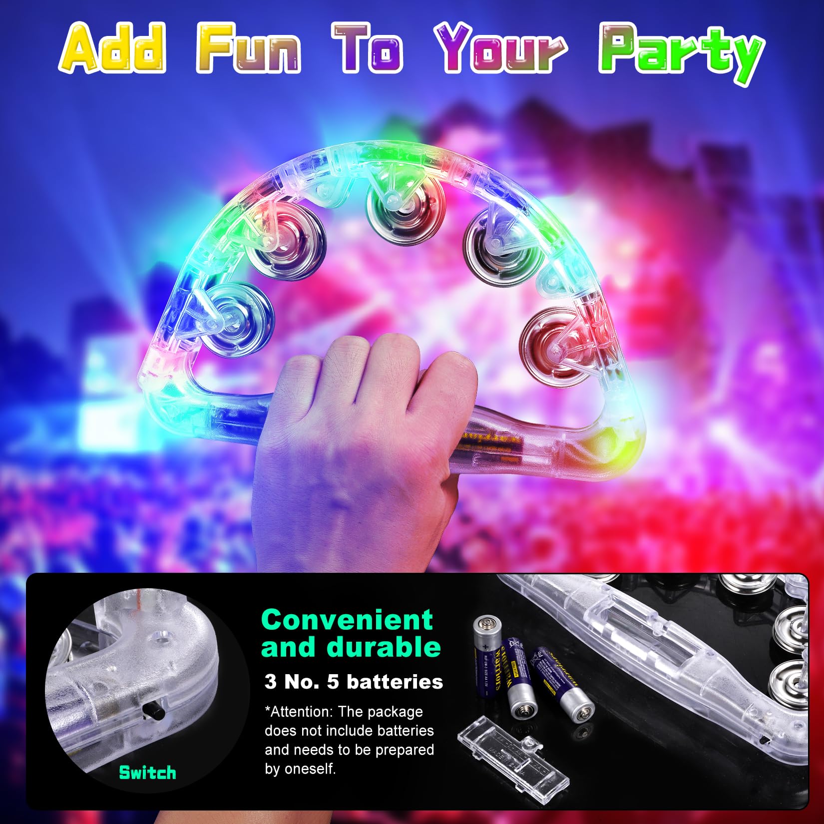 Snapklik.com : LED Light Up Tambourines Musical Flashing Tambourine ...