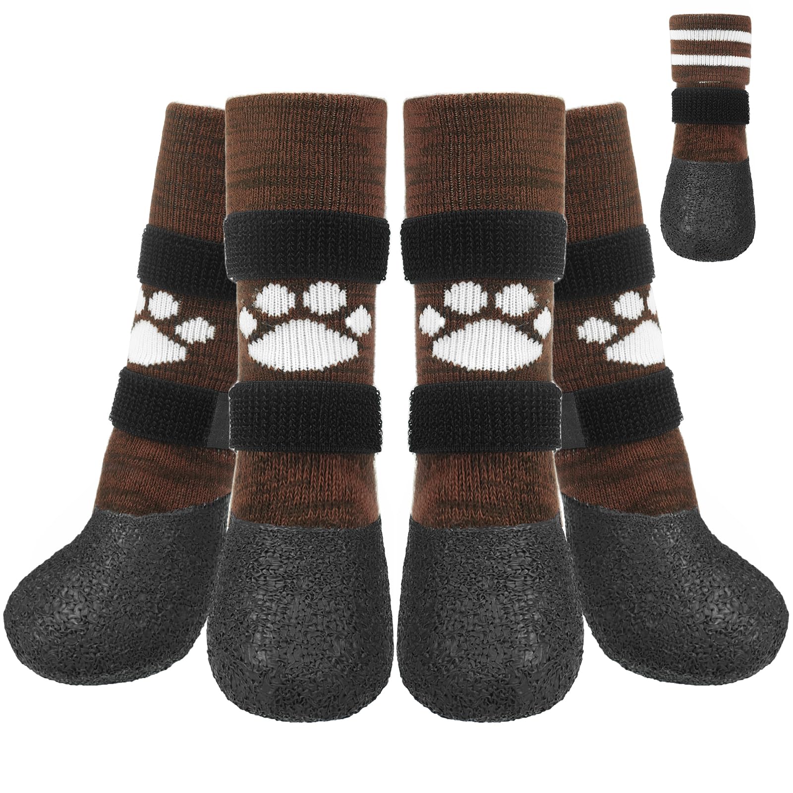 KOOLTAIL Anti Slip Dog Socks to Prevent Licking Paws for Hot/Clod Pavement, Waterproof Long Snow Dog Boots&Paw Protectors with Straps Traction Control for Hardwood Floor for Small Medium Large Dogs