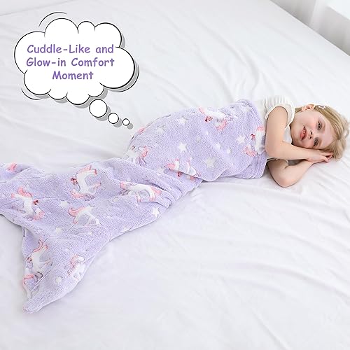 Miniatura 10 de Manta de cola de sirena para niños, manta de franela suave, juguetes de sirena para niñas, manta de cola de sirena de vellón con estrella, patrón de