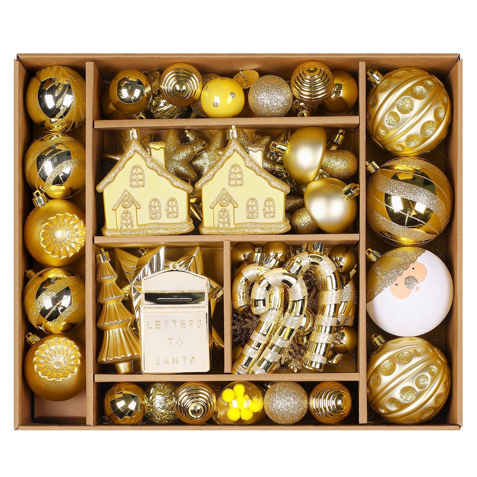 SHareconn 80ct Christmas Balls Ornaments Set, Shatterproof Plastic Colorful Xmas Decorative, Baubles for Tree Decorations with Hanging Strings,Deep