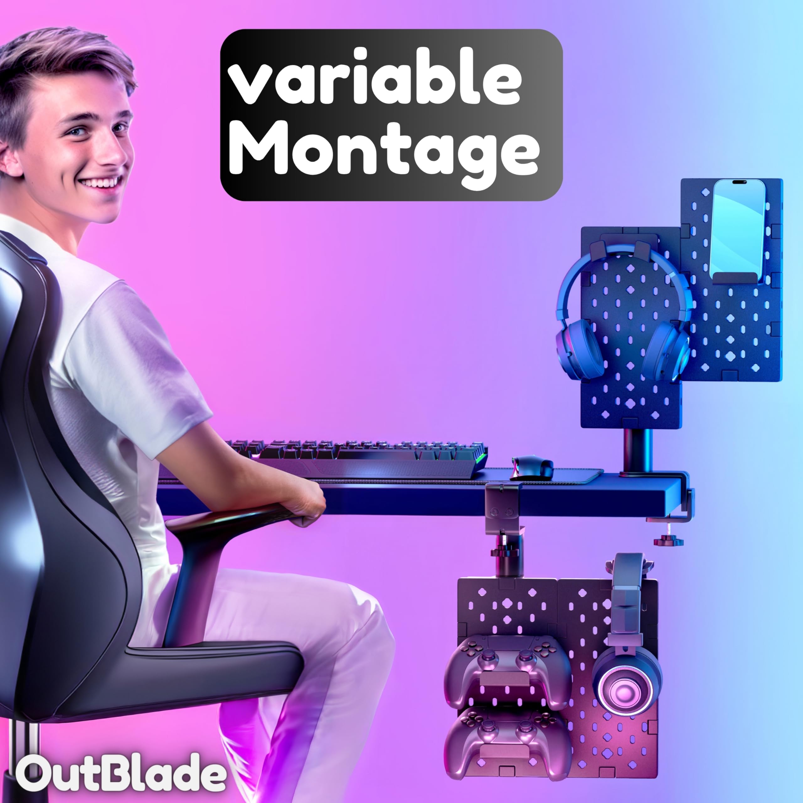 Headset Halterung - Kopfhörer Ständer – Controller Halter - Gaming Zubehör – Kopfhörer Halter – Schreibtisch Zubehör - Kopfhörerständer – Kopfhörerhalter