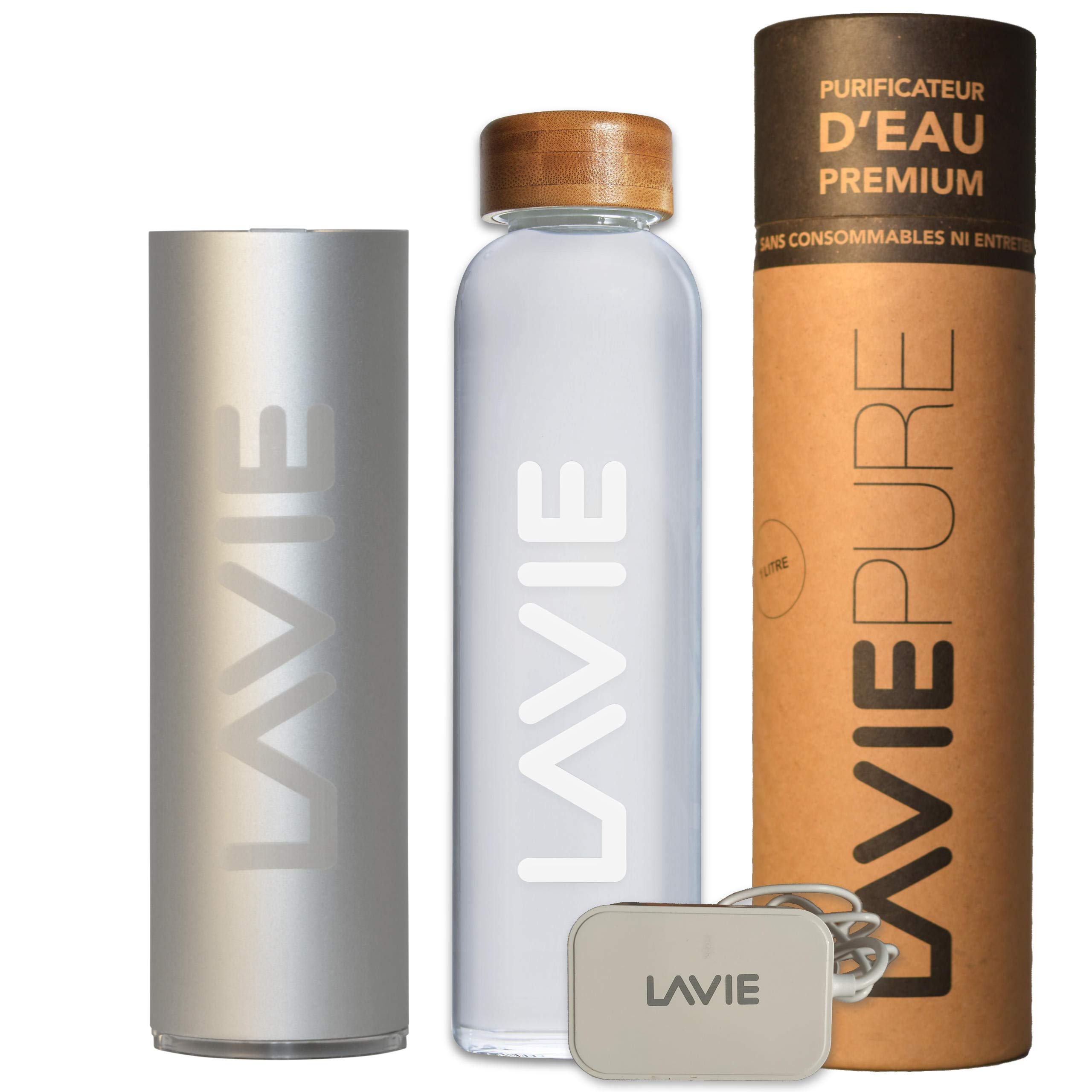 LaVie Pure Purificateur d'eau Innovant à Lumière UVA. Pack 1 Purificateur + 4 Bouteilles d’1 Litre. Transformez Votre Eau du Robinet en Eau Douce et Délicieuse en 15 Min Couleur: Anthracite (Noir, 4l)