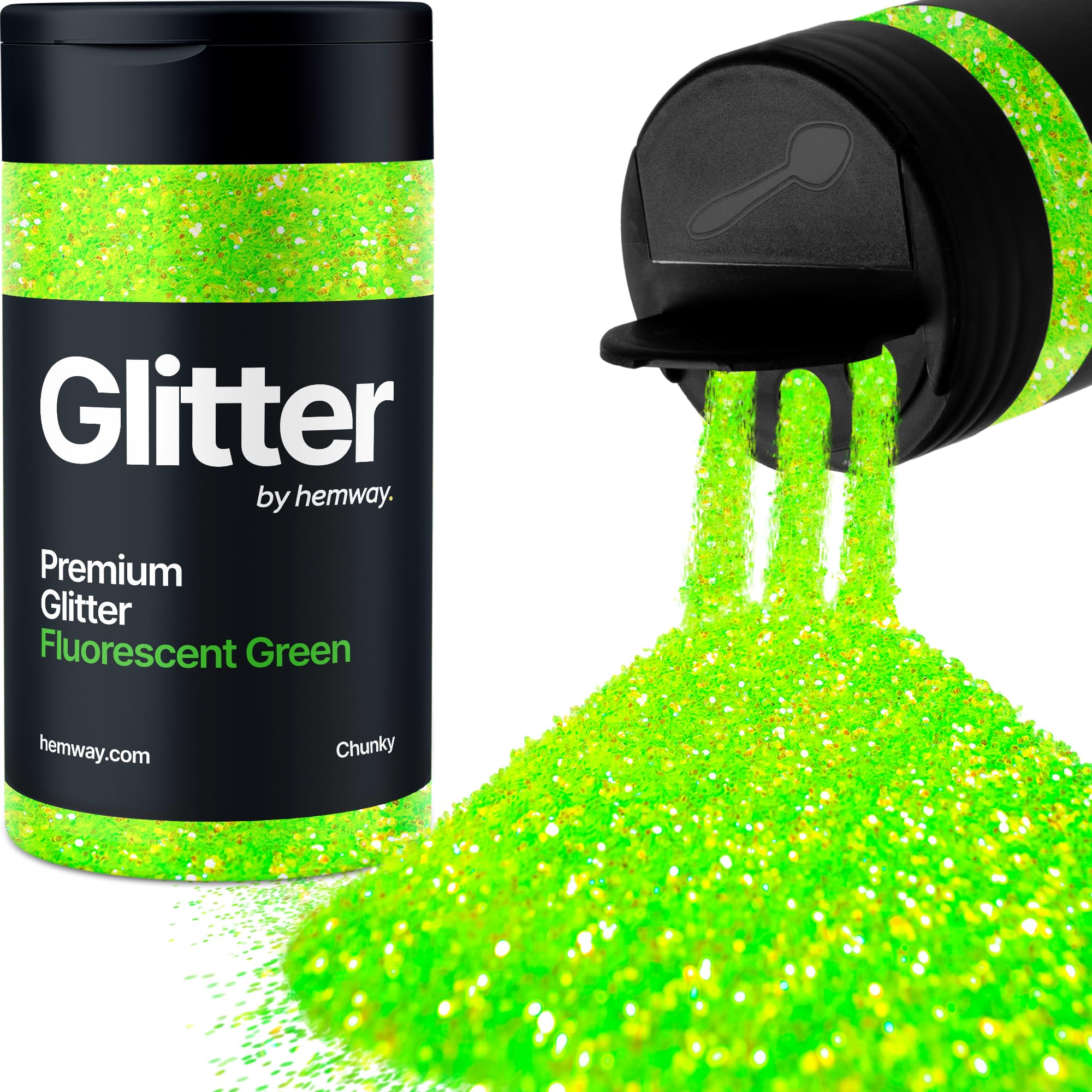 Fluorescent Green Glitter Shaker, 130g Chunky Glitter, Crafts 1/40" Metallic Flake Green Sequins, Resin & Epoxy Crafts