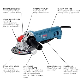 Bosch GWX10-45DE 4-1/2 In. X-LOCK Ergonomic Angle Grinder