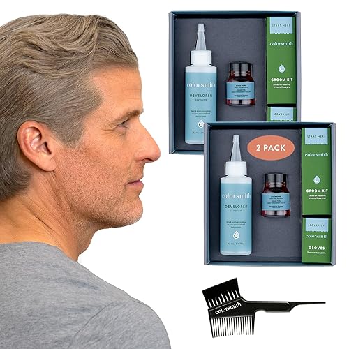 Colorsmith Color de cabello y barba para mezclar grises, paquete de 2, rubio ceniza claro, sin amoníaco, kit completo de tinte para barba y cabello