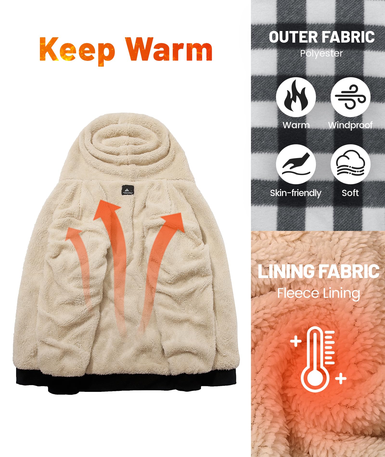 geeksport geeksport geeksport geeksport Felpa da Uomo con Cappuccio e Full Zip Fleece Hoodies for Men Sportive Inverno