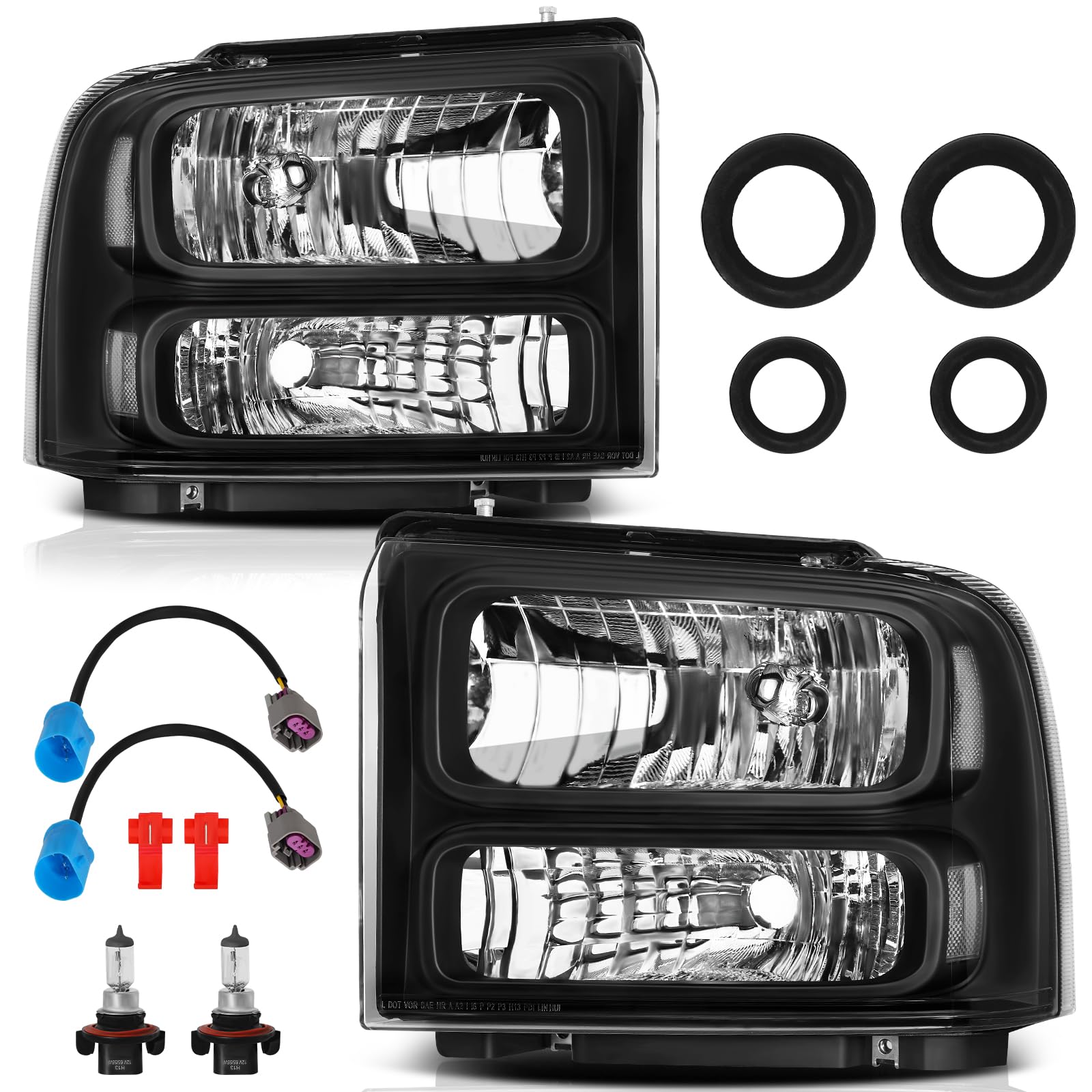 Photo 1 of Bincmay Headlight Assembly Fit For 1999-2004 Ford F250 F350 F450 F550 Super Duty/00-04 Ford Excursion 1999 2000 2001 2002 2003 2004 Ford F-250 F-350 F-450 F-550