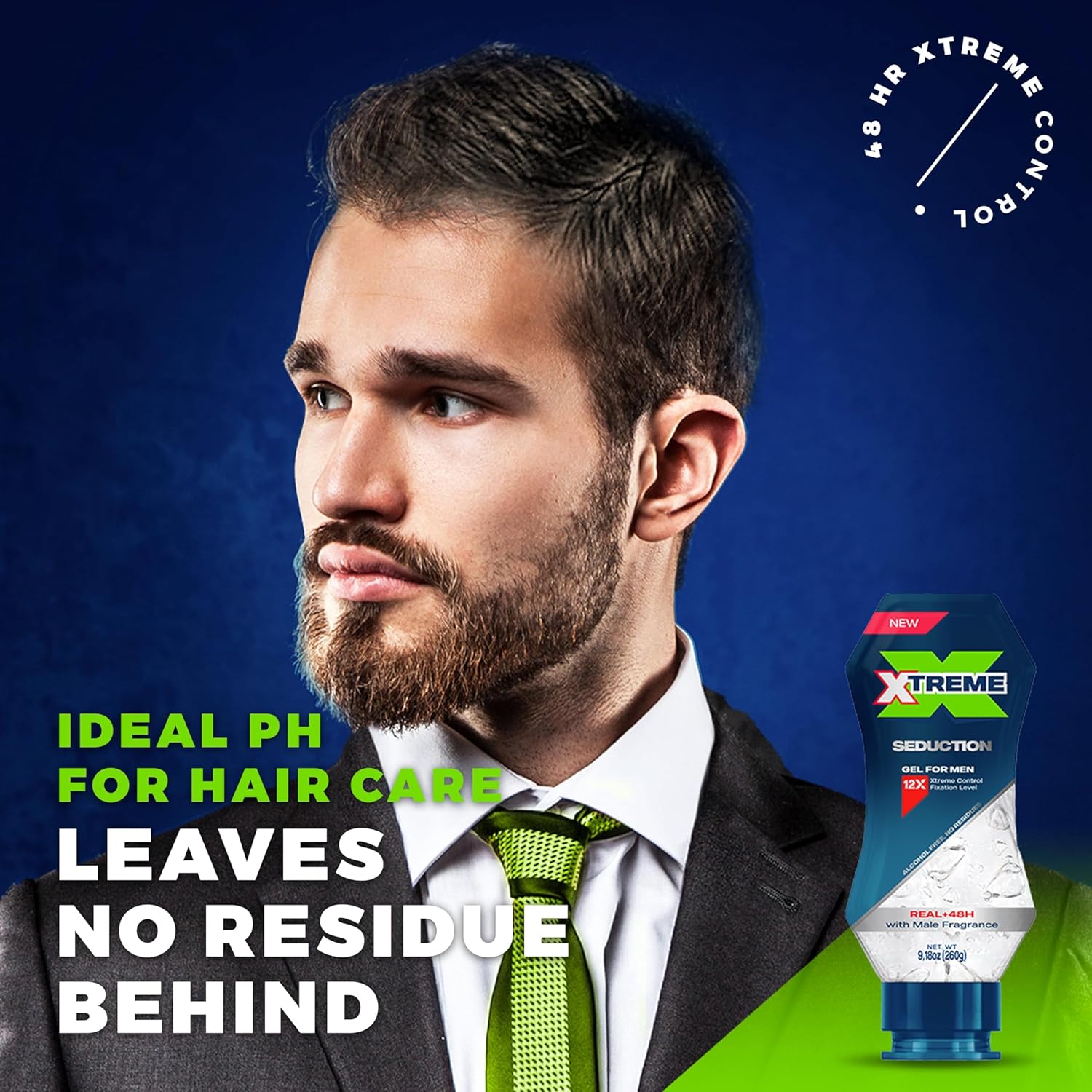 Xtreme Gel Seduction Styling Hair Gel For Men With Aloe Vera and 48-Hours Control, 9.17 Oz Squeeze Bottle (Pack of 3)