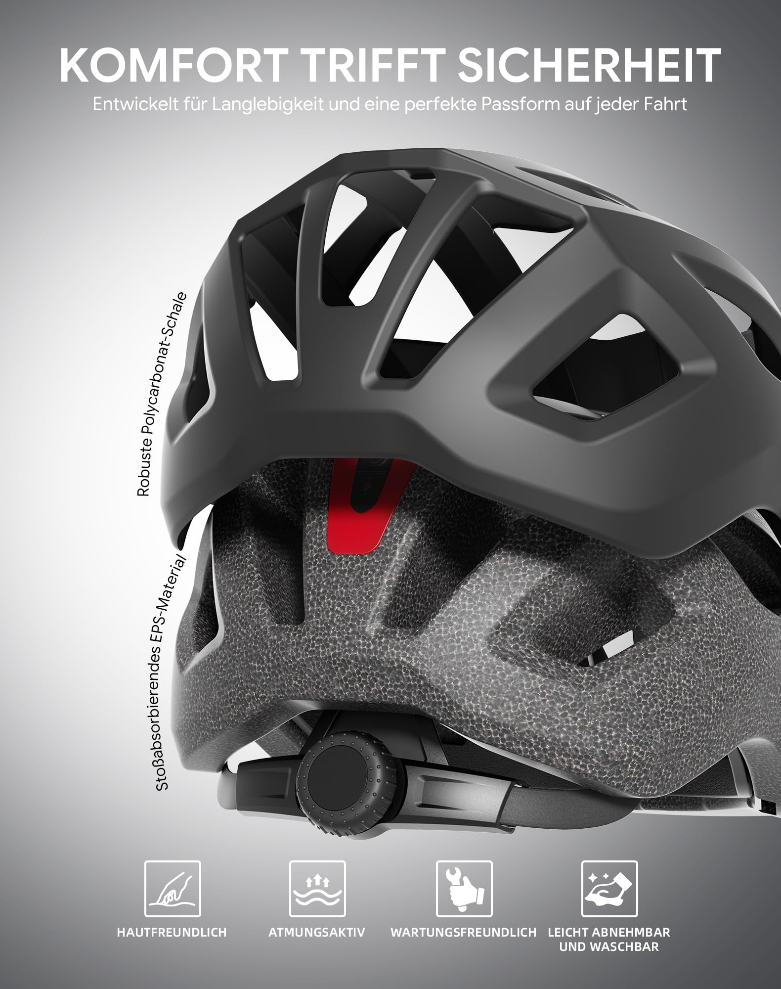 InnerKing Fahrradhelm Herren Damen, Leichte Fahrradhelm mit Magnetische Schutzbrille Visier und USB-Aufladung LED Licht, MTB Helm Radhelm Cityhelm
