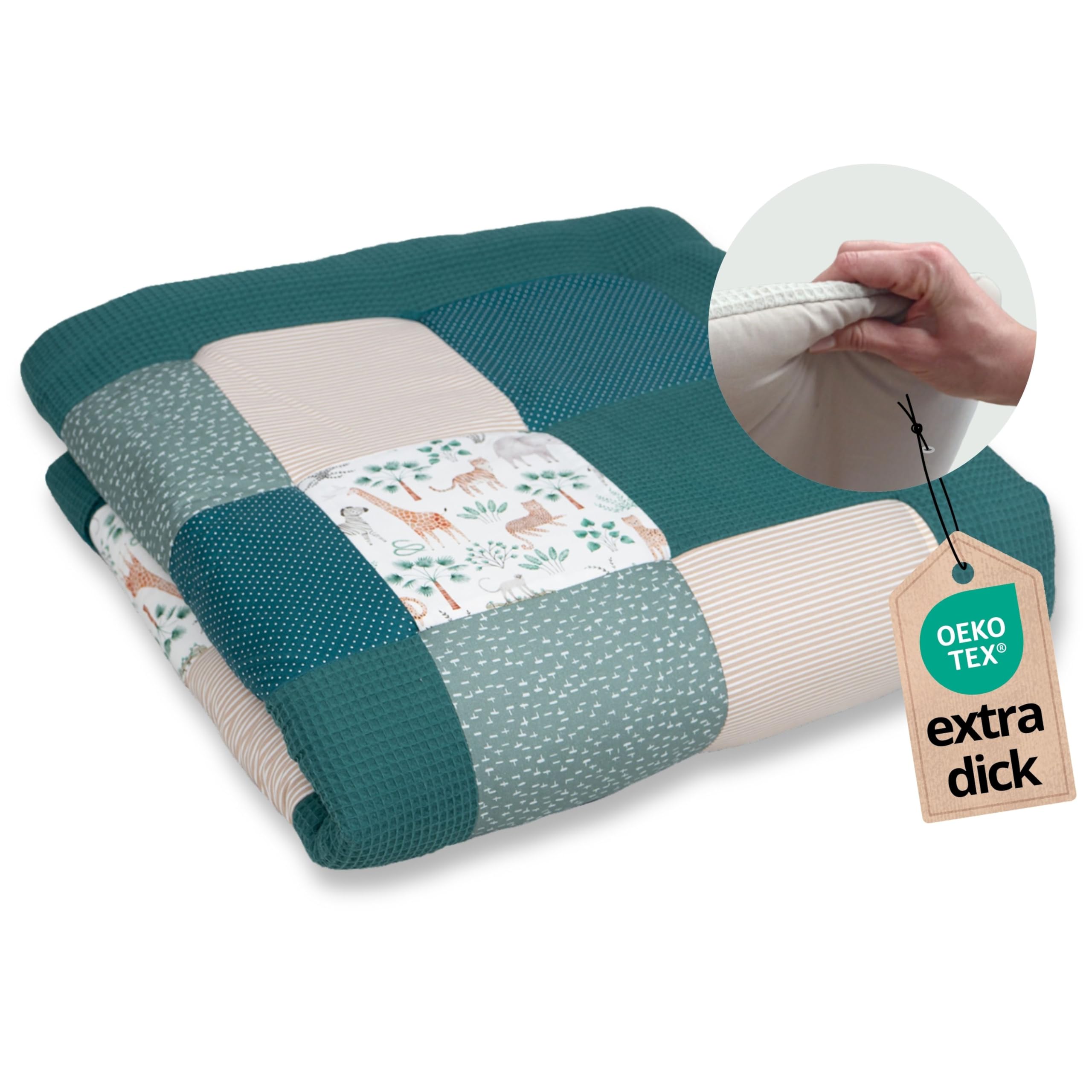 ULLENBOOM Krabbeldecke für Baby 120x120 cm – OEKO-TEX Materialien, Made in EU – Krabbeldecke Baby Gepolstert, Spieldecke, Krabbelmatte & Spielteppich