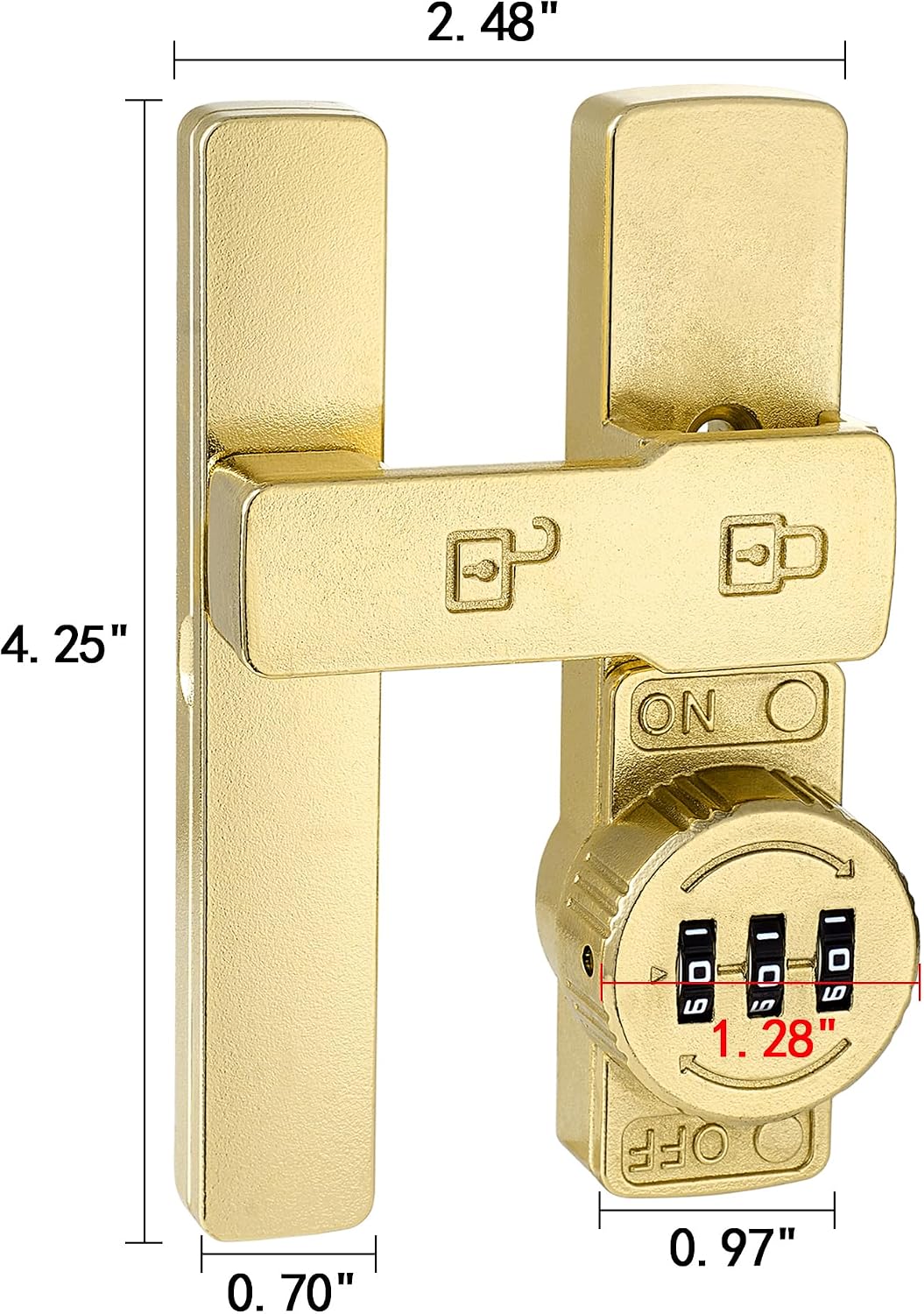 2 Packs Gold 180 Degree Barn Door Lock,Mechanical Password Lock | 3 Digit Password Keyless,Flip Latch with Combination,Protect Privacy,for Locker,Cabinets,Windows,Sliding Door,Bedroom