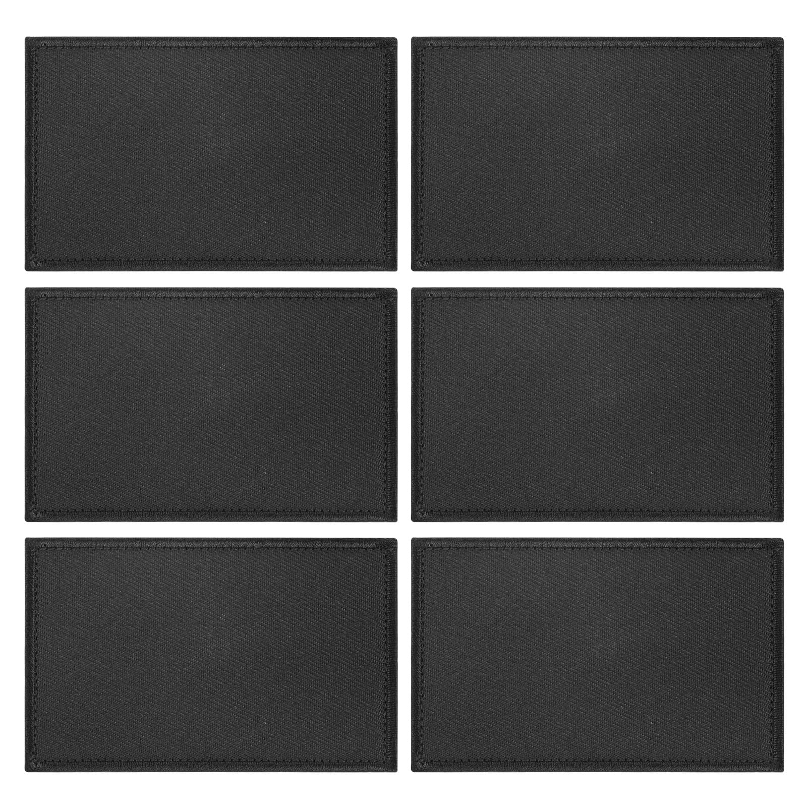 M METERXITY 6-Pack Solid Black Flag Blank Patch, 3.1" x 2" Rectangular Embroidered Patches Pure Color DIY Flags for Clothing/Hats/Backpacks/Vests/Jackets/Garments DIY Crafts