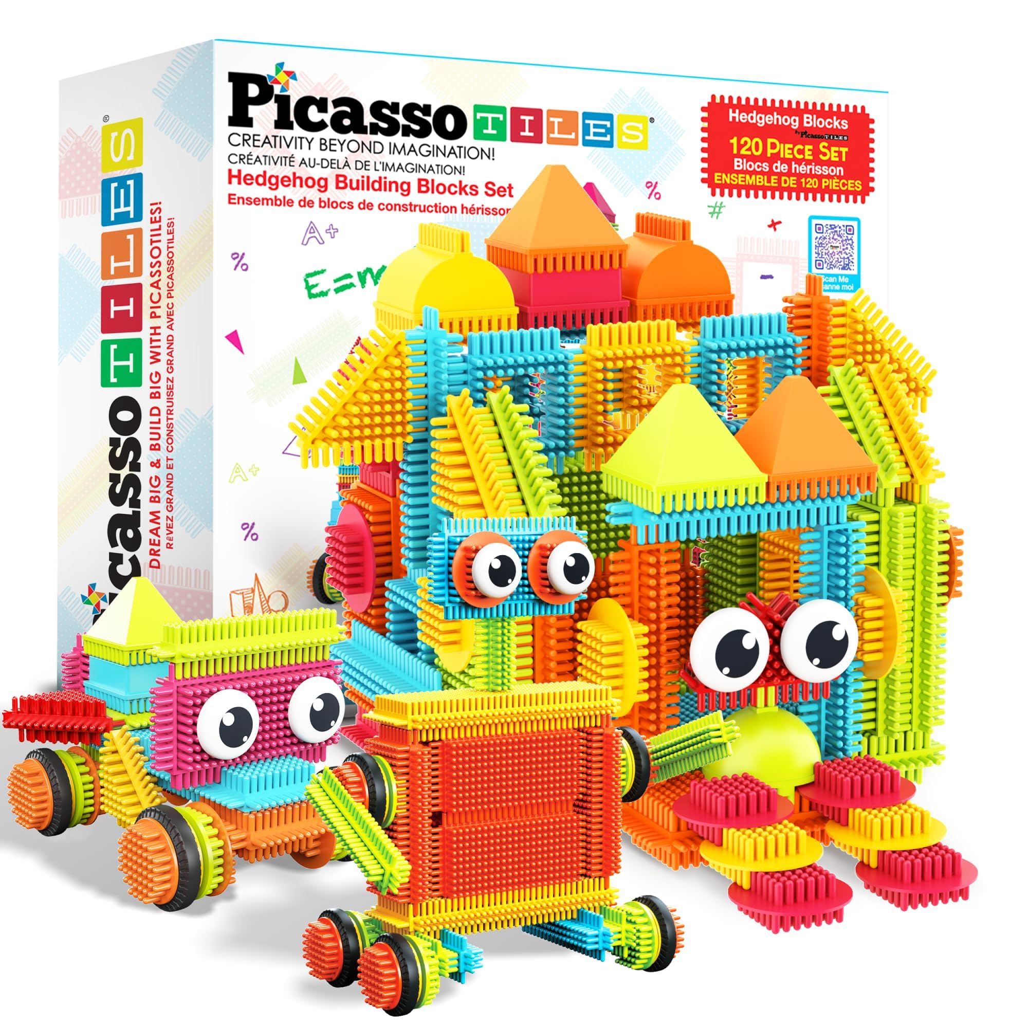 Creative Bristle Blocks Building Set for Kids, 128 Pcs 3D Shape Construction Tiles, Educational Stacking Blocks for Learning & Fun, Inspiring Imagination & Creativity, Suitable for Ages 3-8