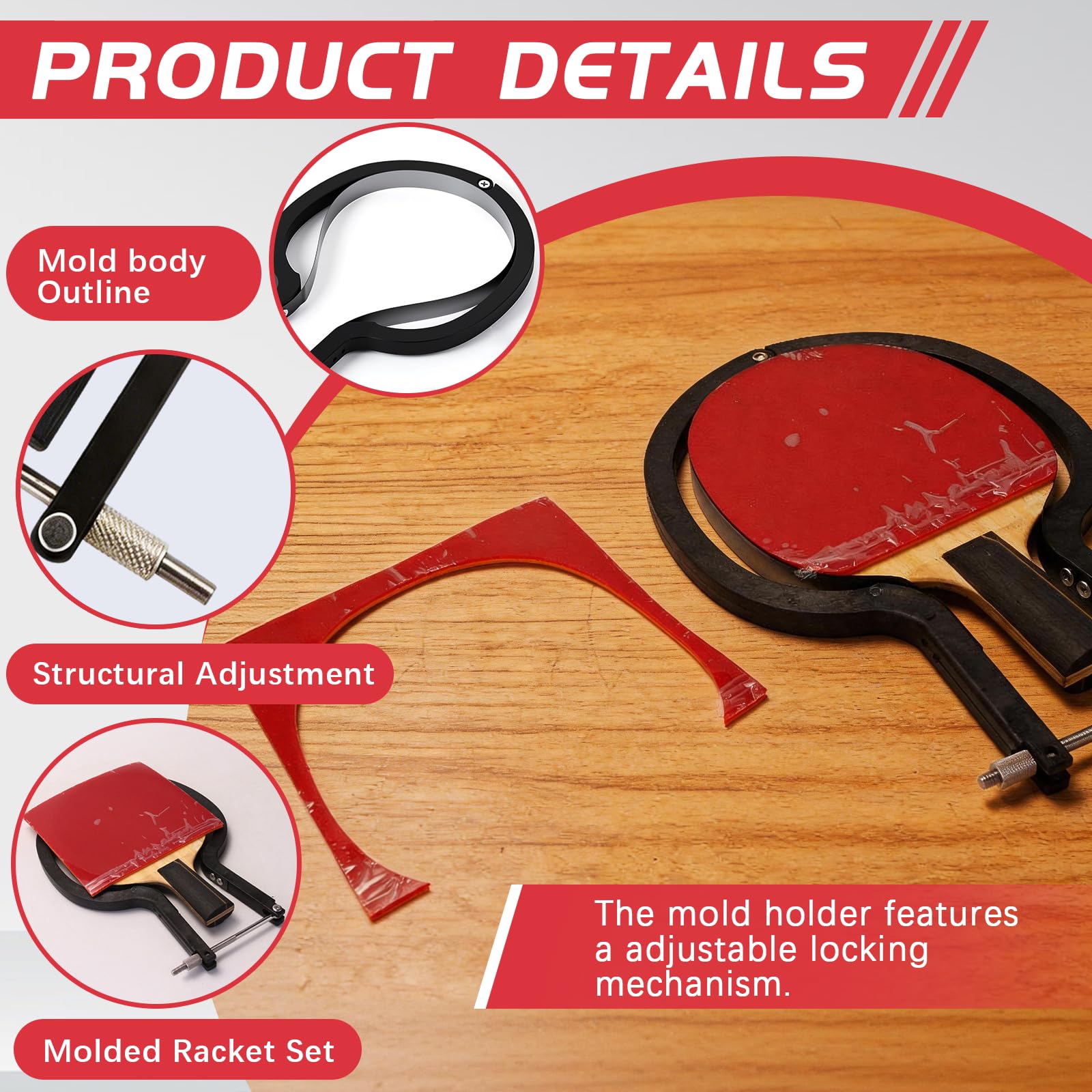 Taglierina per Gomme da Tennis da Tavolo, Kit Strumento di Taglio ad Arco Regolabile con Bastone in Legno e Guanto Accessorio Professionale per Rivestimenti Ping Pong Universale per Racchette