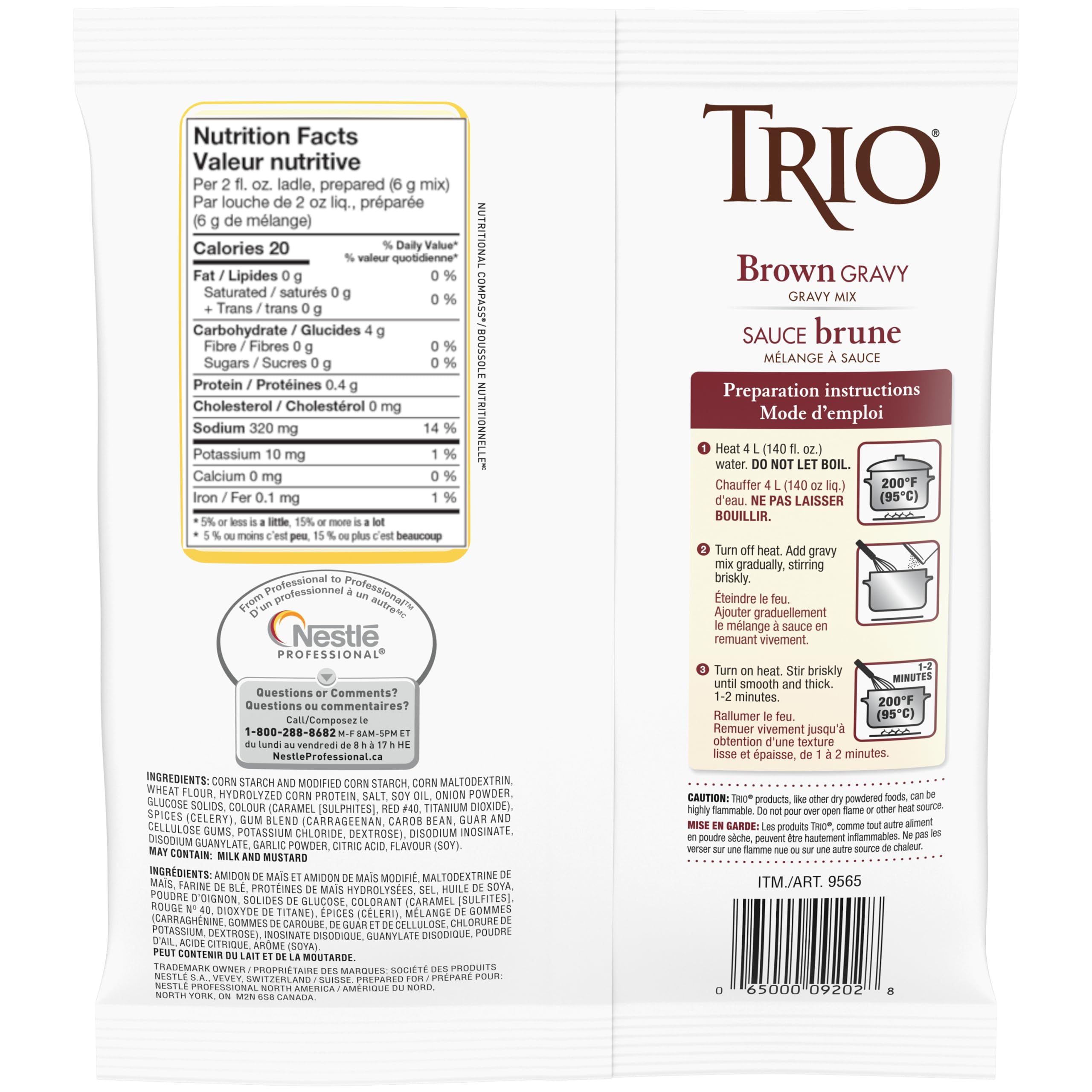 TRIO Brown Gravy, Fat-free, Cholesterol Free, Instant Gravy Mix, 467g - 3