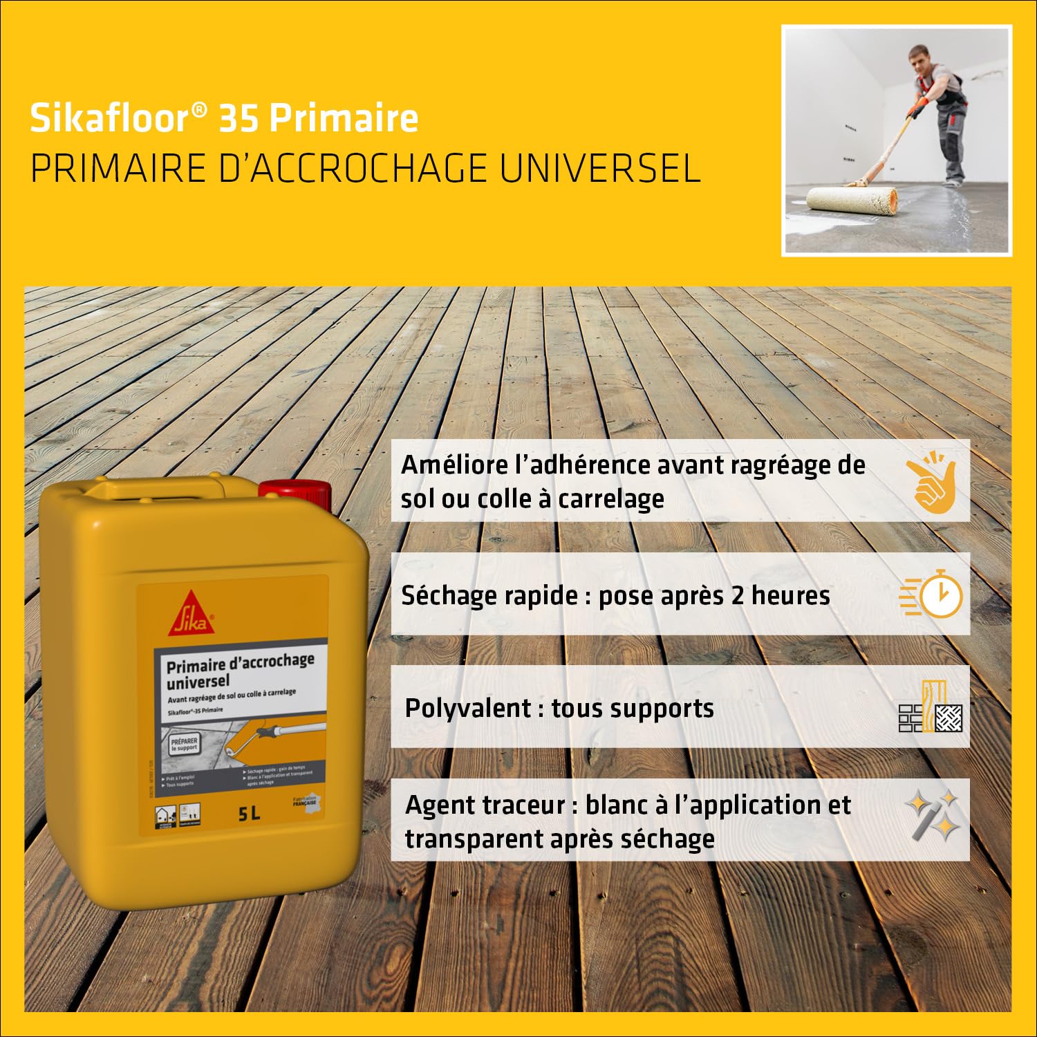 Sikafloor 35 Primaire universel 5L - Primaire d'accrochage multi-supports intérieur/extérieur