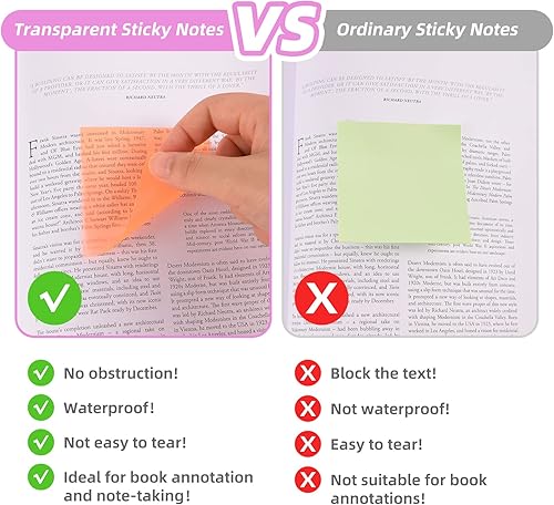 Miniatura 7 de 600 hojas de notas adhesivas transparentes de 3 x 3 pulgadas notas adhesivas transparentes pastel impermeables autoadhesivas fáciles de publicar