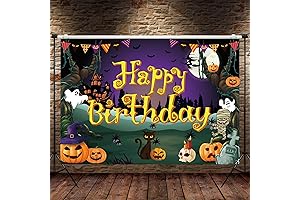 7ft Halloween Happy Birthday Backdrop for Spine-tingling Birthday bashes