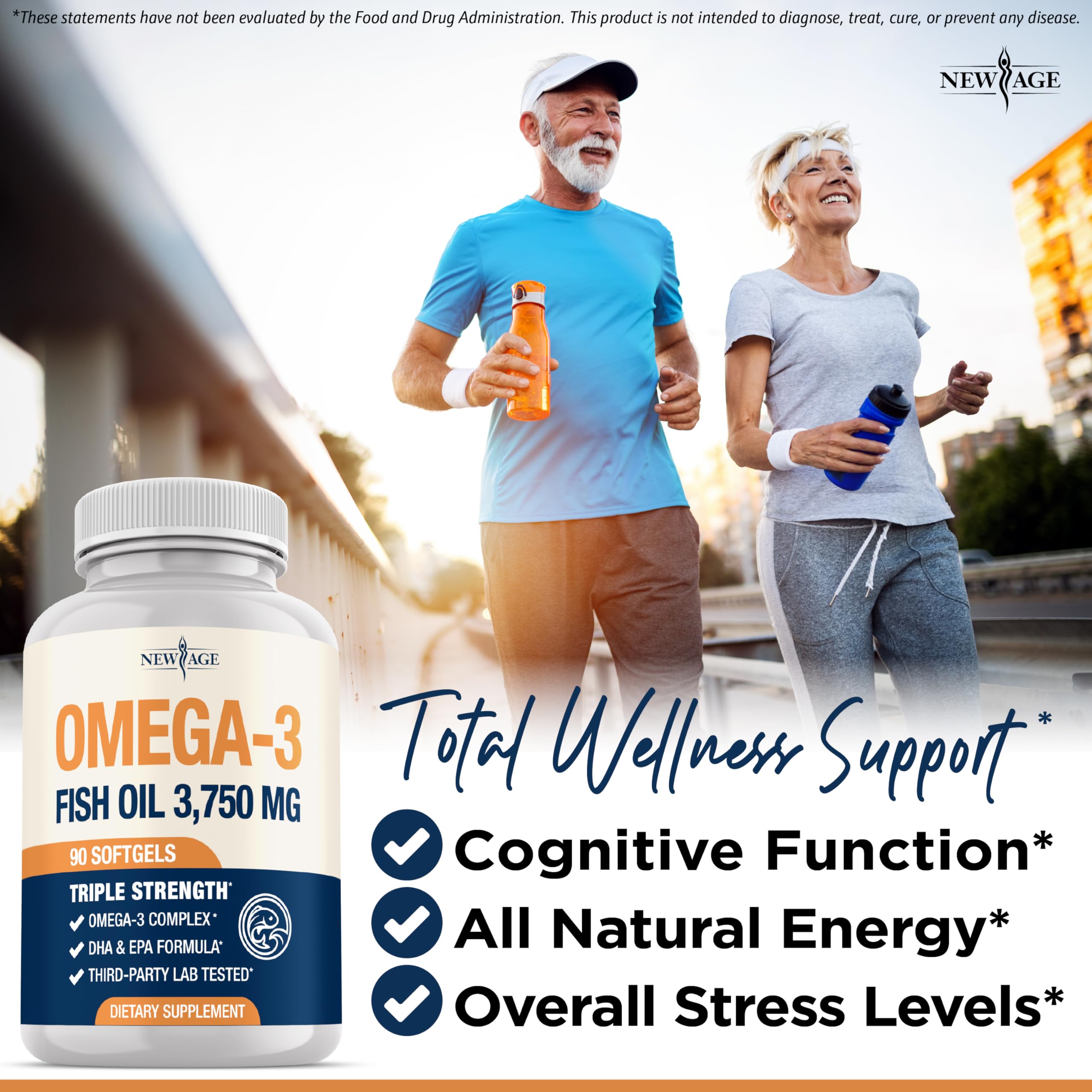 NEW AGE Triple Strength Omega 3 Fish Oil 3750 mg - EPA & DHA - Over 3000mg Omega-3 Fatty Acids - 1350mg EPA + 900mg DHA - Best Essential Fatty Acids, Burpless Fish Oil - 180 Count — Amazon image 4