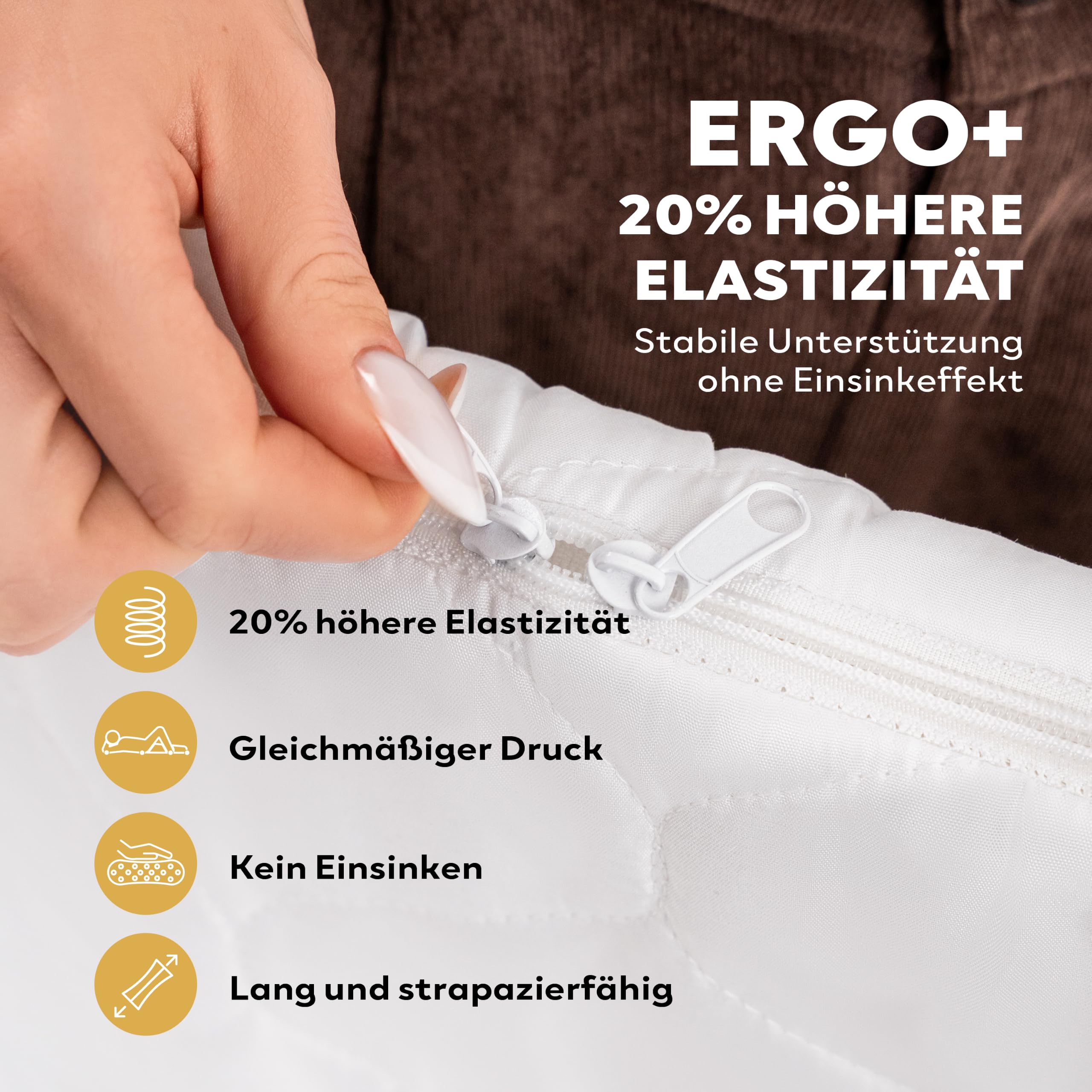 Matratzentopper 200x200 cm | 5 cm Höhe | Ergo+ orthopädischer Komfortschaum | Waschbar & Hypoallergen | Mattress Topper 200x200