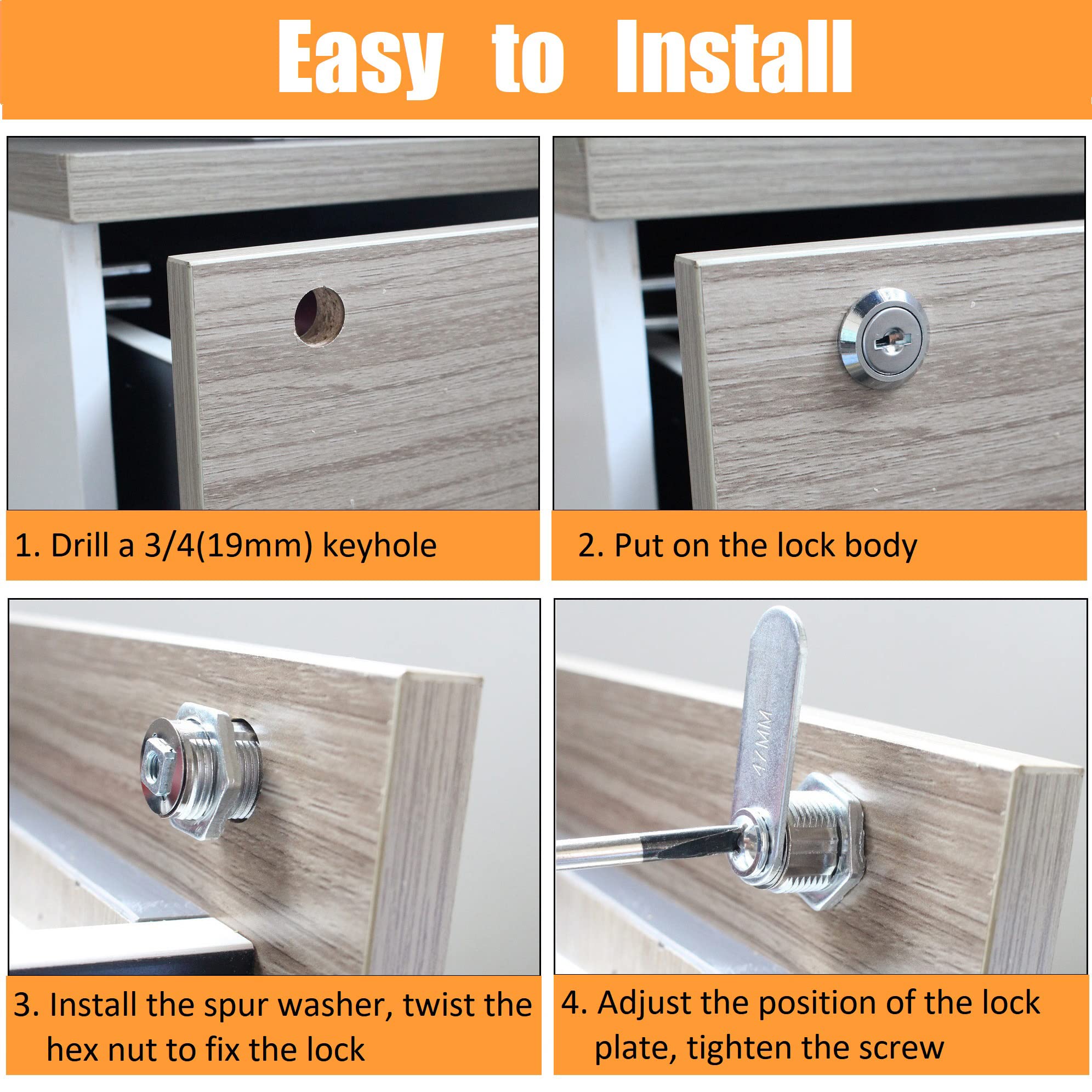 Lot De 2 Serrures à Came D'armoire De Qualité Supérieure, Avec Clés Identiques De 3,8 Cm, Ensemble De Serrures Sécurisées Pour Tiroirs De Boîte Aux