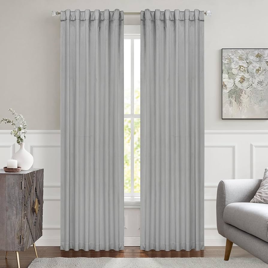 国産ベルベットのカーテン(グレー) ベルベットカーテンでシャビーシックな演出を！ようこそ大人の